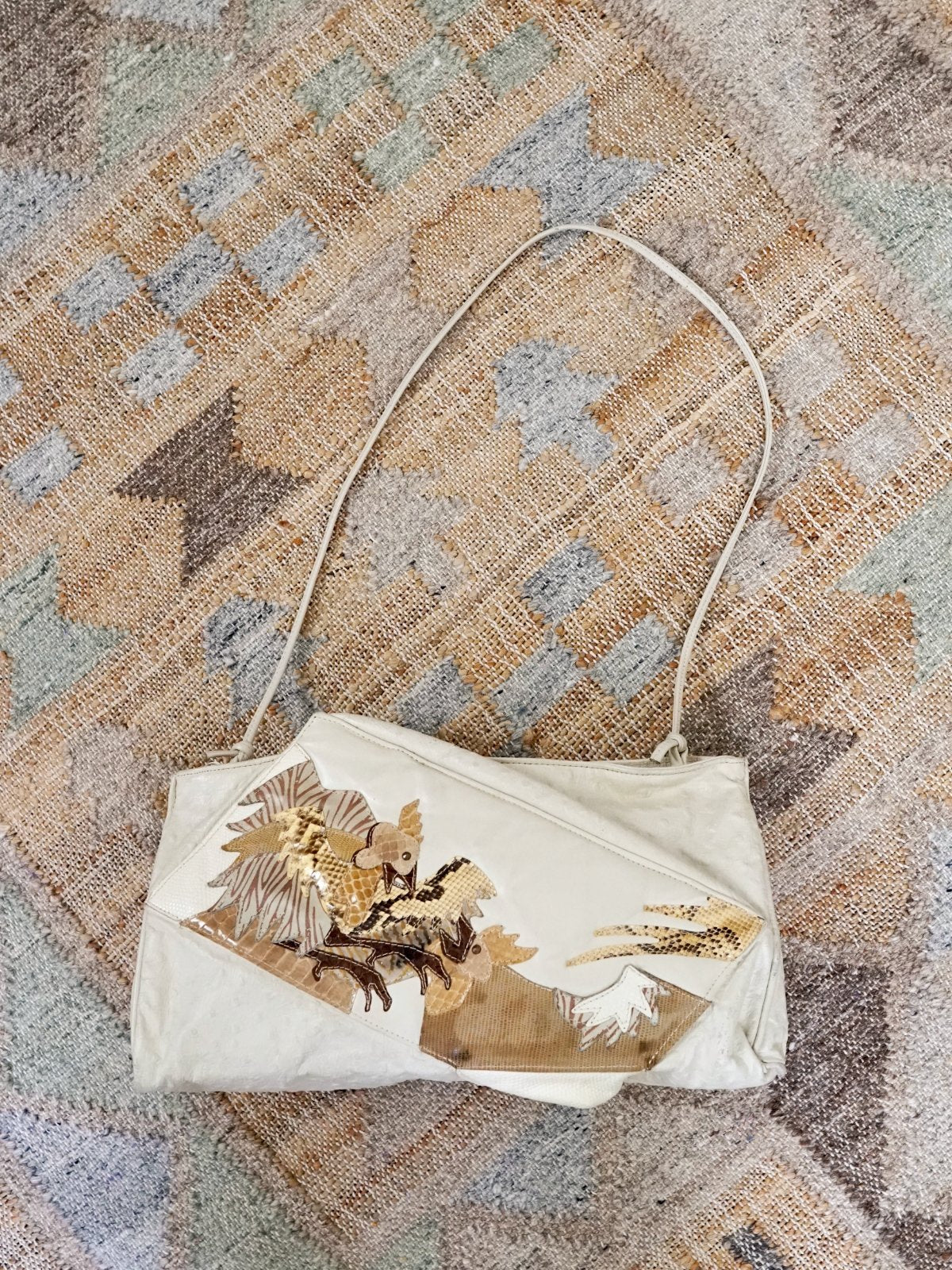 Vintage Bird Motif Leather Bag-closiTherapi | vinTage