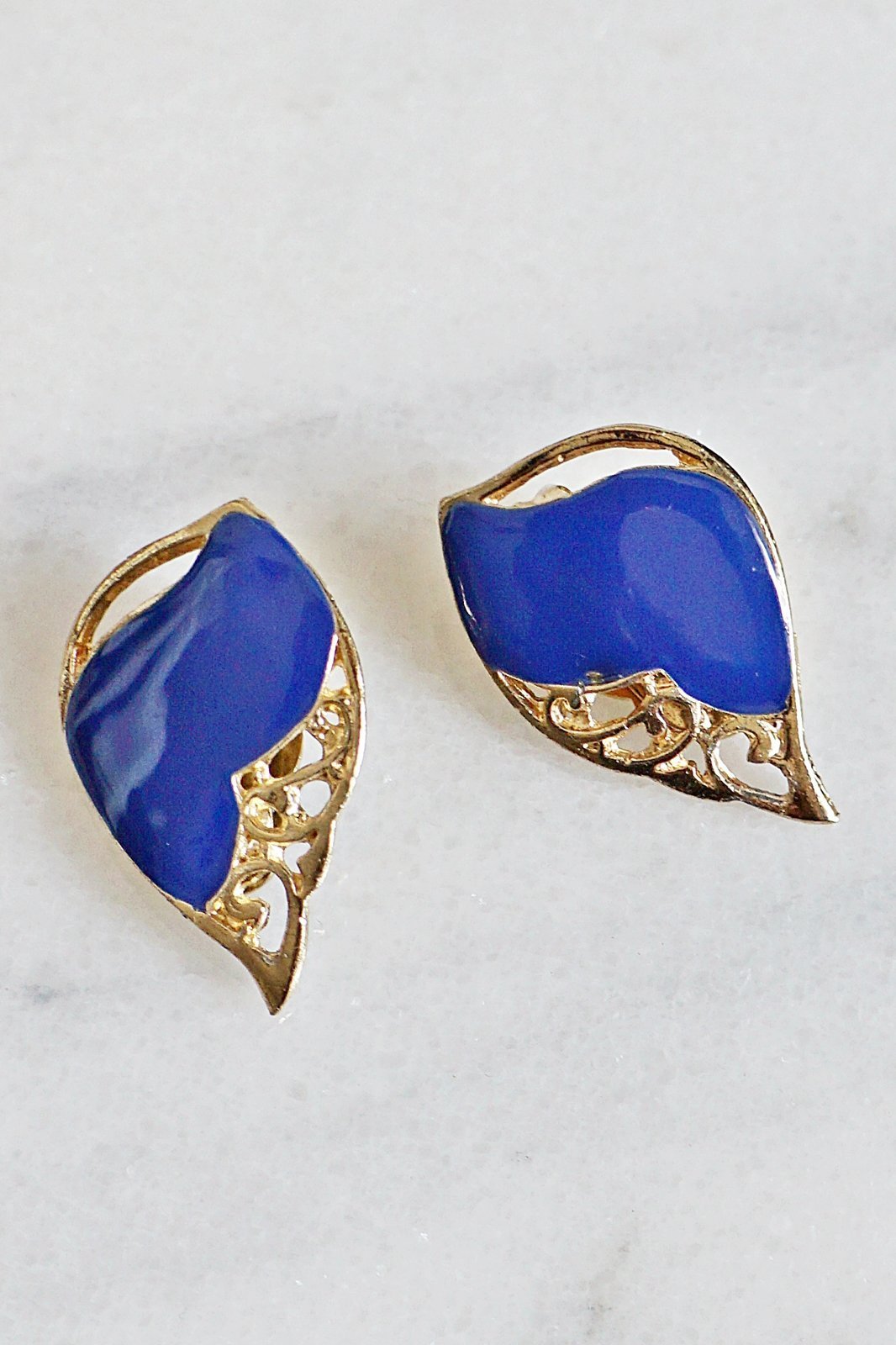 Vintage Blue Enamel Filigree Earrings-closiTherapi | vinTage