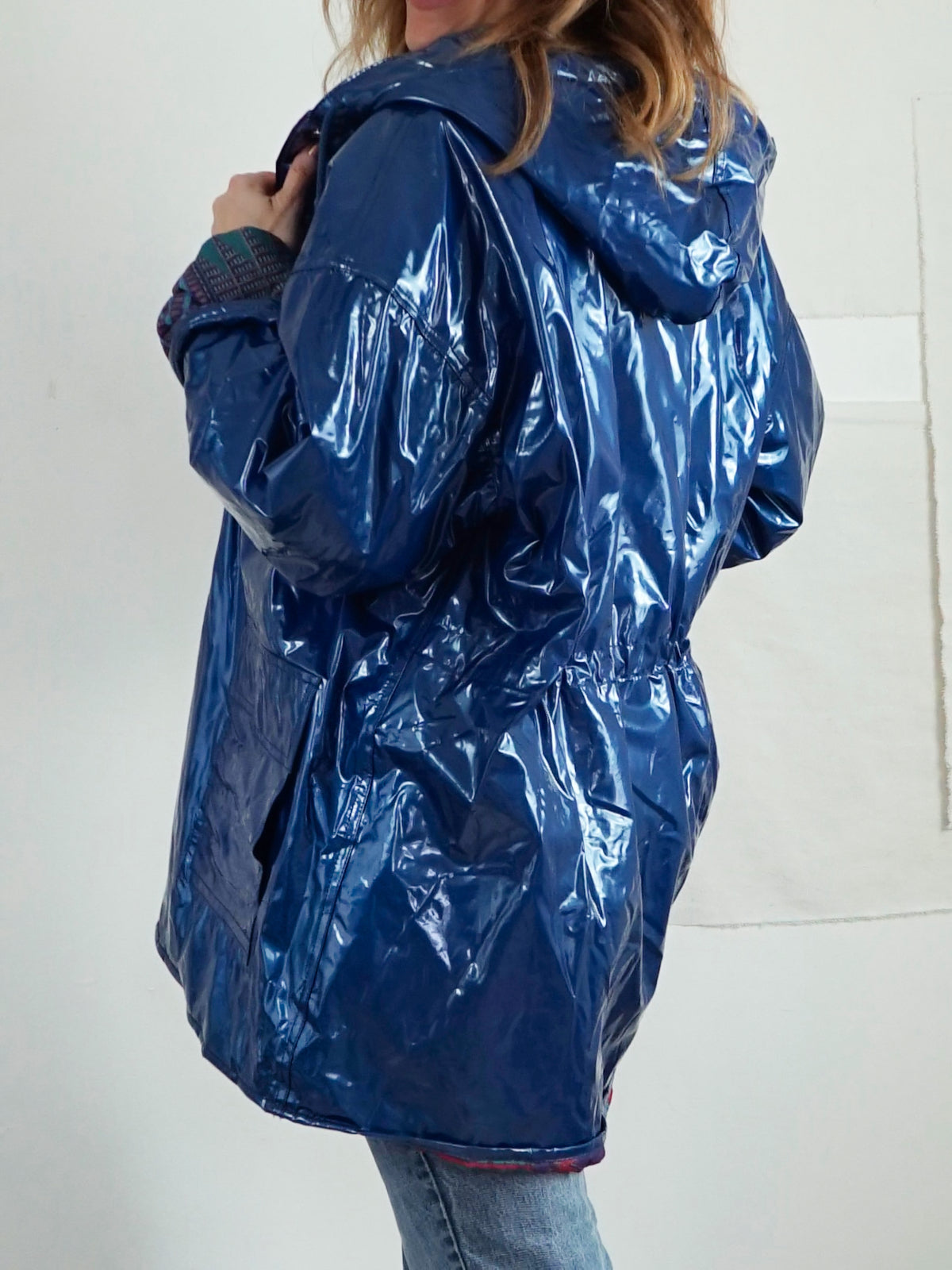 Blue store metallic coat