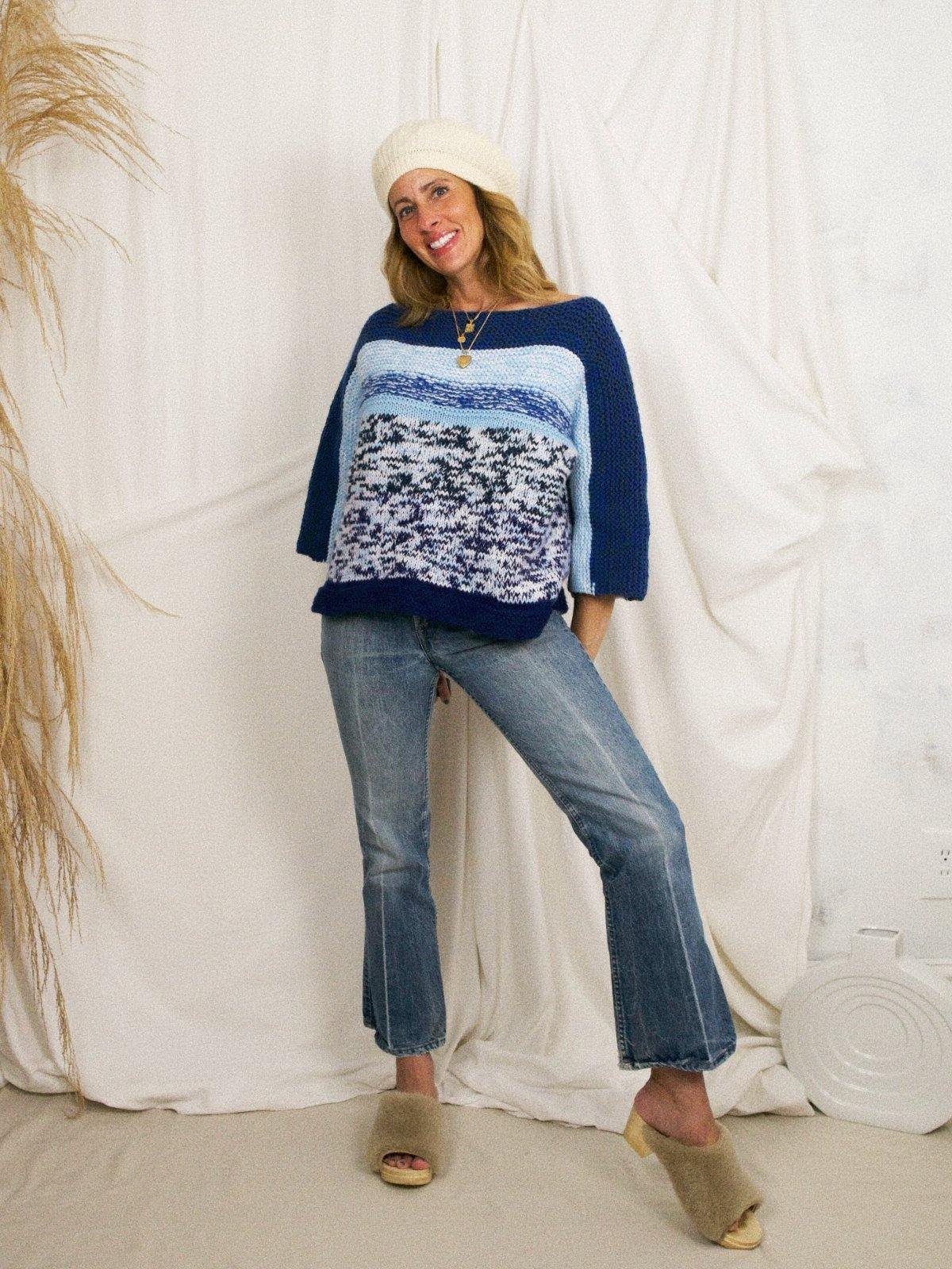 Vintage Blue Mood Marled Sweater-closiTherapi | vinTage