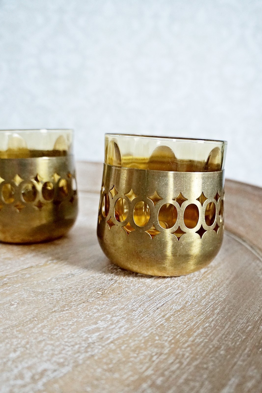 Vintage Brass Mid Century Glass Set-closiTherapi | vinTage