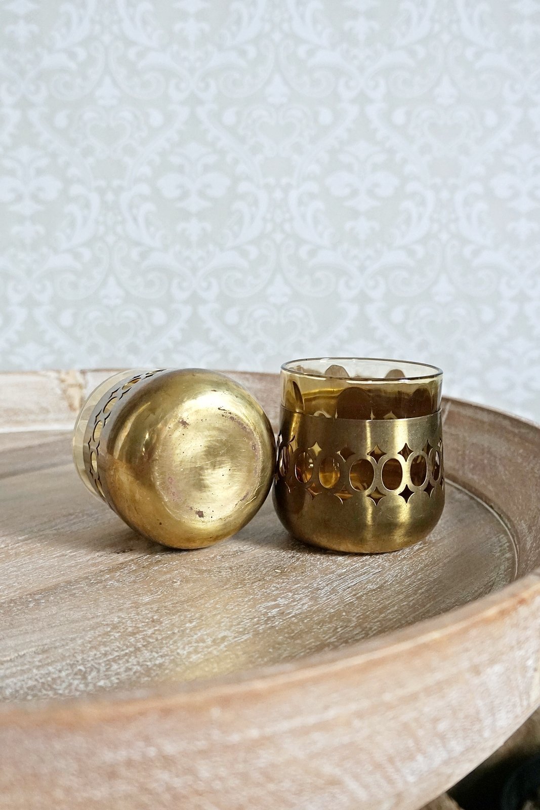 Vintage Brass Mid Century Glass Set-closiTherapi | vinTage
