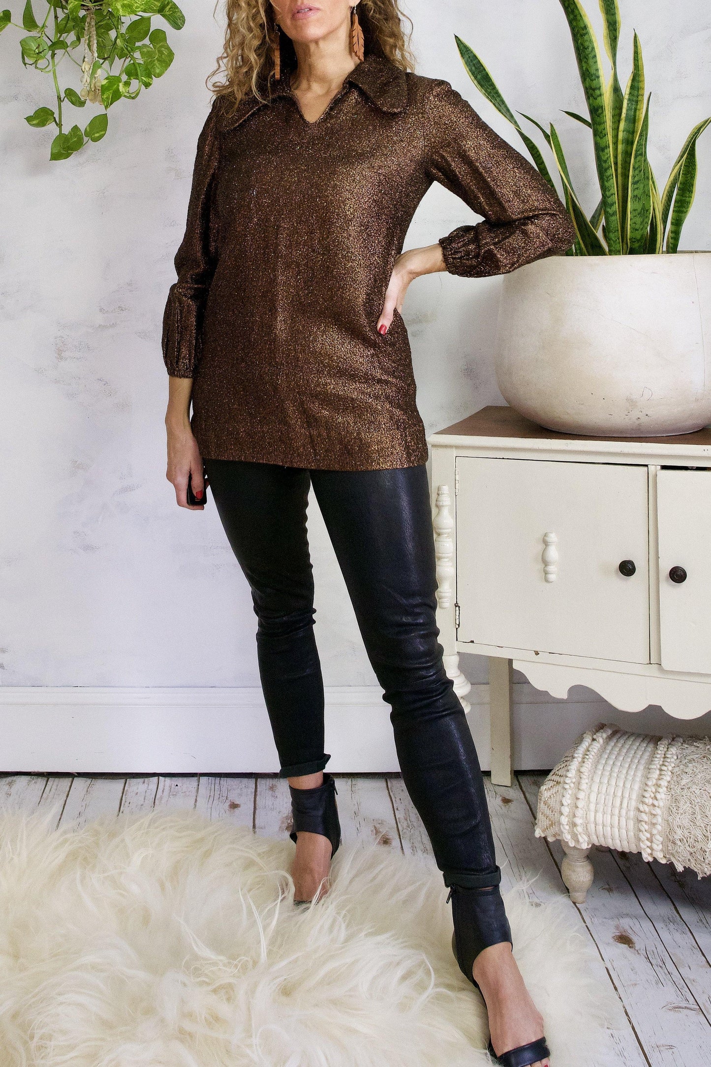 Vintage Bronze Lurex Party Top-closiTherapi | vinTage