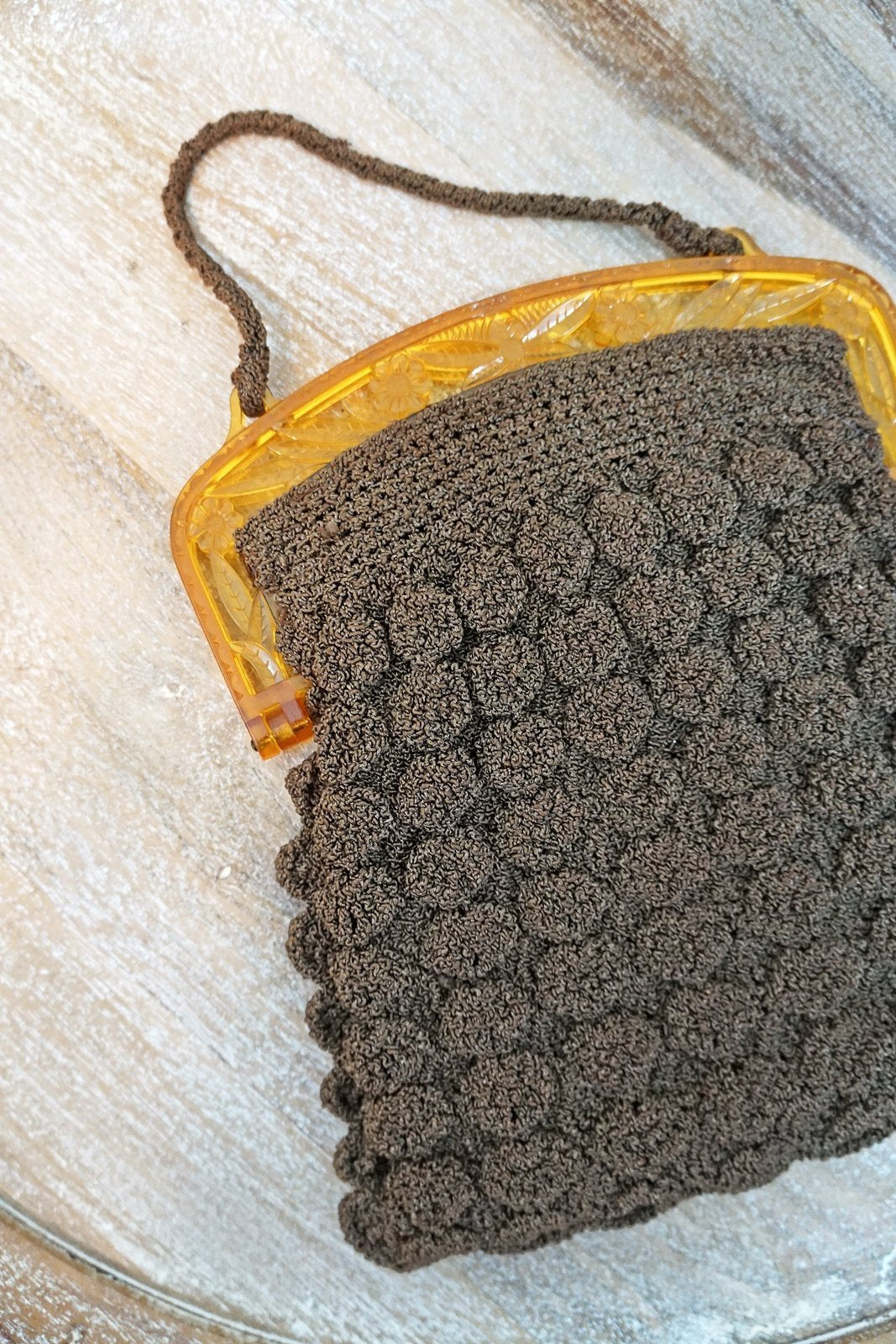 Vintage Brown Crochet Petite Bag-closiTherapi | vinTage