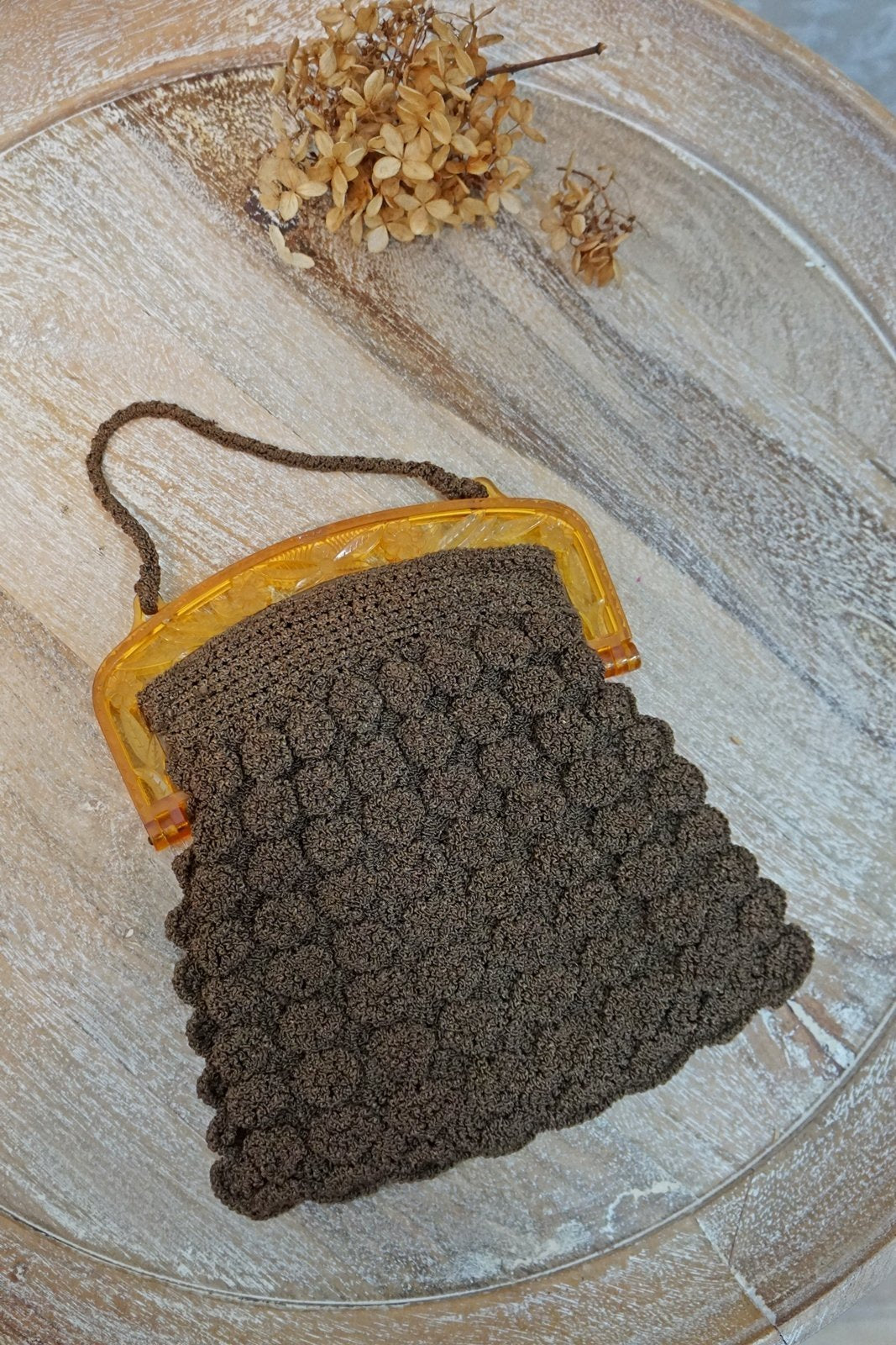 Vintage Brown Crochet Petite Bag-closiTherapi | vinTage