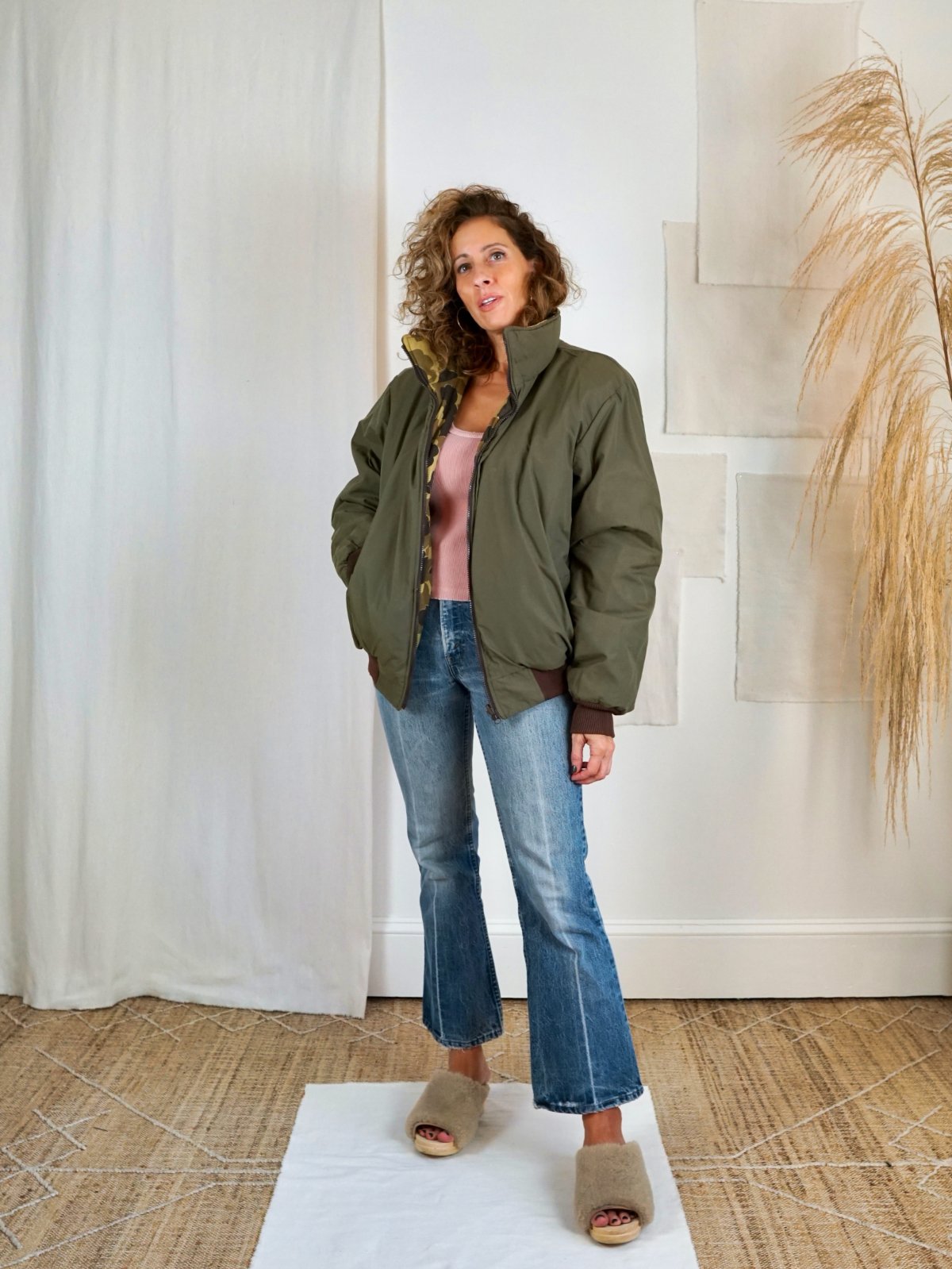 Vintage Camo Reversible Army Bomber Jacket-closiTherapi | vinTage