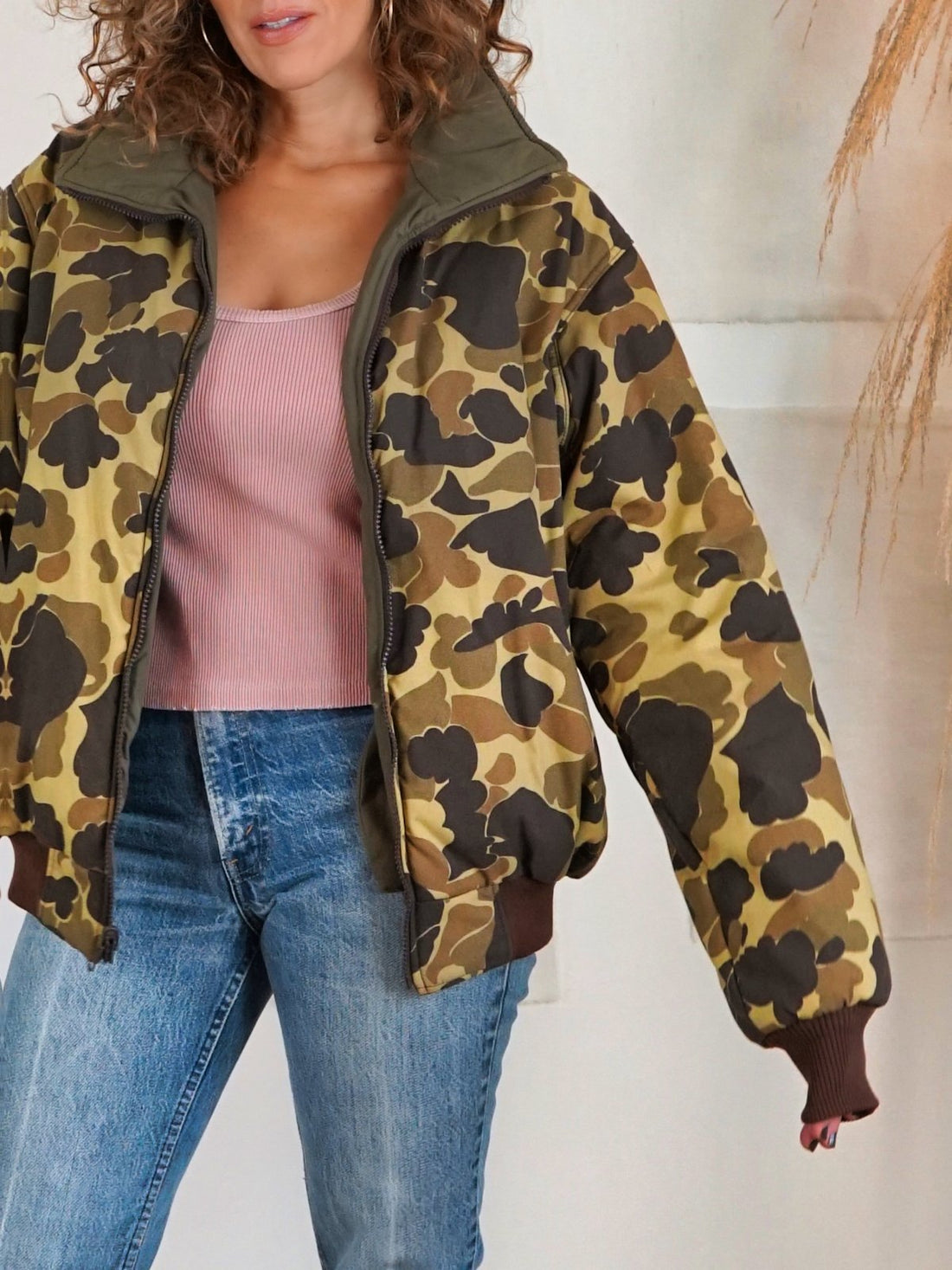 Vintage Camo Reversible Army Bomber Jacket-closiTherapi | vinTage