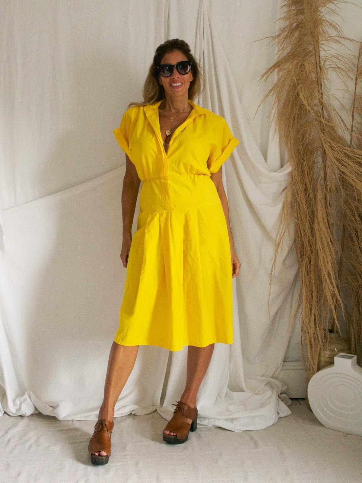 Vintage Canary Drop Waist Dress-closiTherapi | vinTage