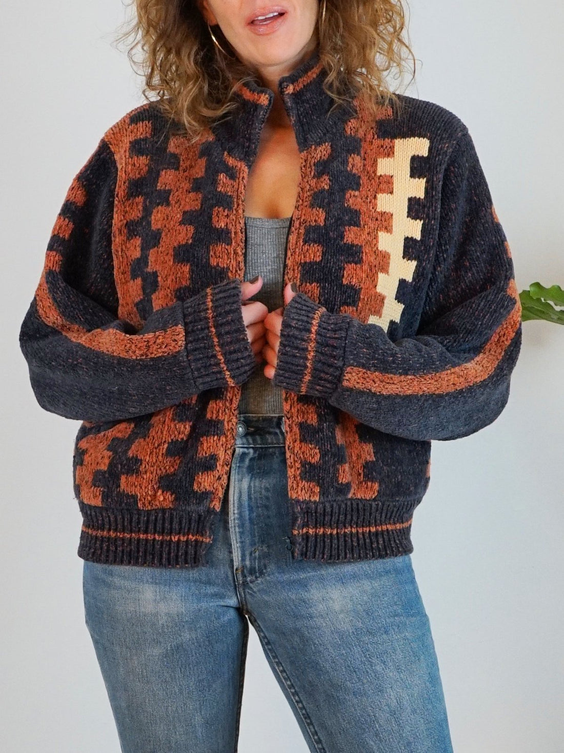 Vintage Chenille Southwestern Sweater Jacket-closiTherapi | vinTage