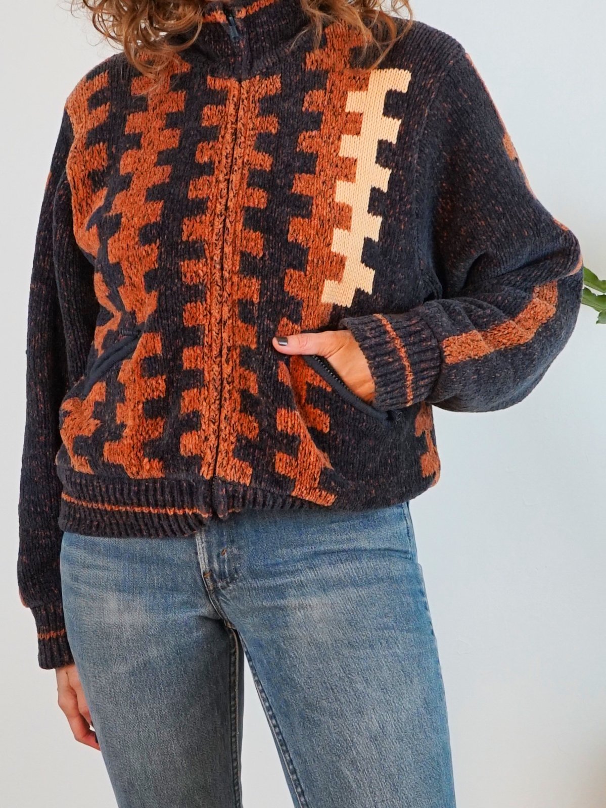 Vintage Chenille Southwestern Sweater Jacket-closiTherapi | vinTage