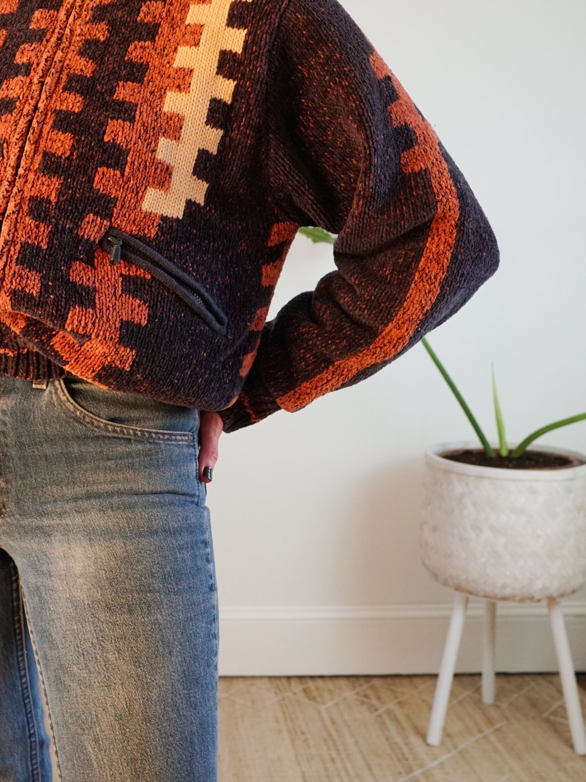Vintage Chenille Southwestern Sweater Jacket-closiTherapi | vinTage