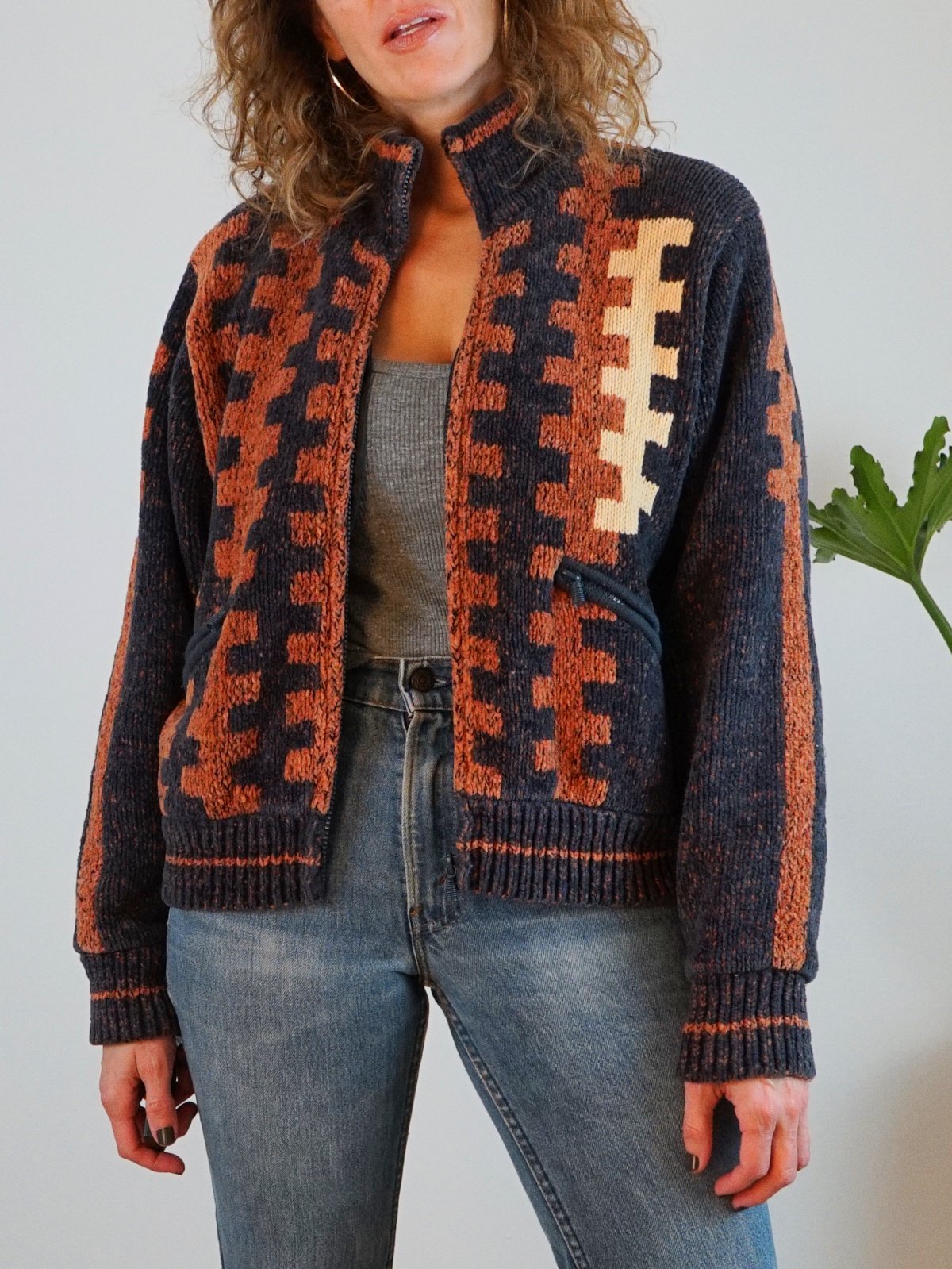 Vintage Chenille Southwestern Sweater Jacket-closiTherapi | vinTage