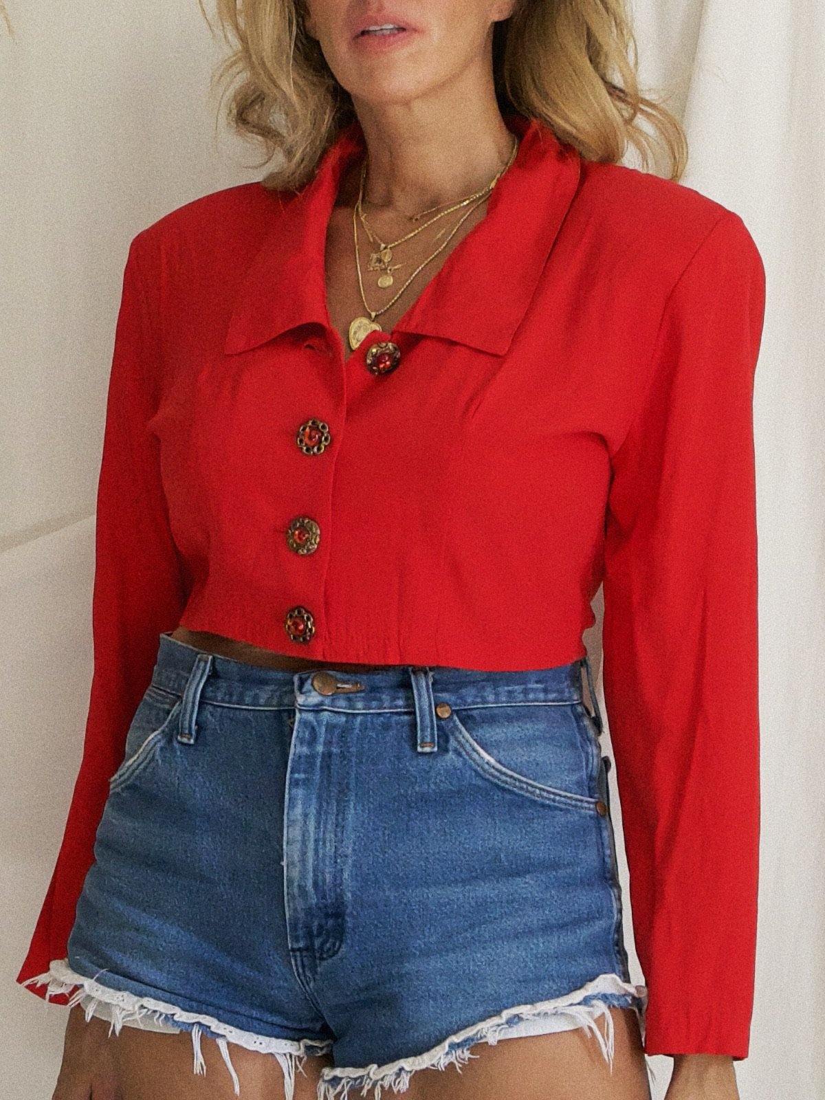 Vintage Cherry Red Crop Jacket-closiTherapi | vinTage