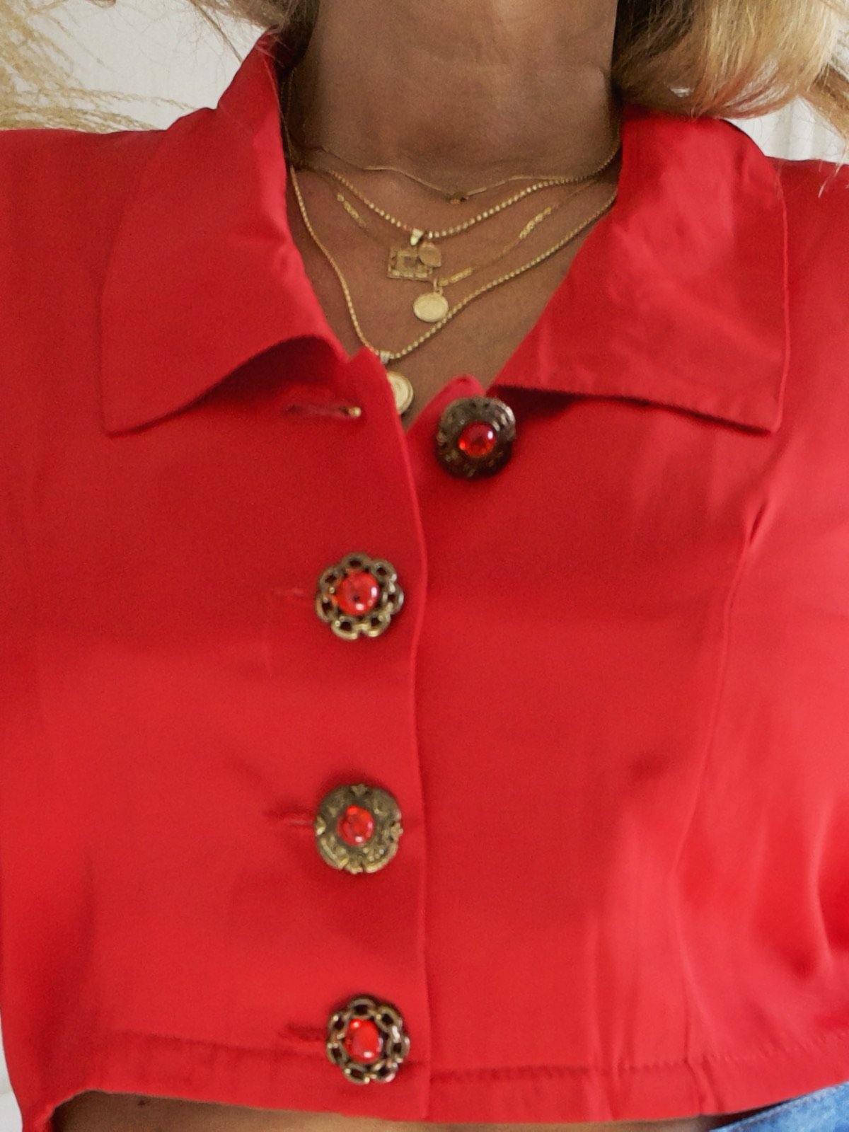 Vintage Cherry Red Crop Jacket-closiTherapi | vinTage