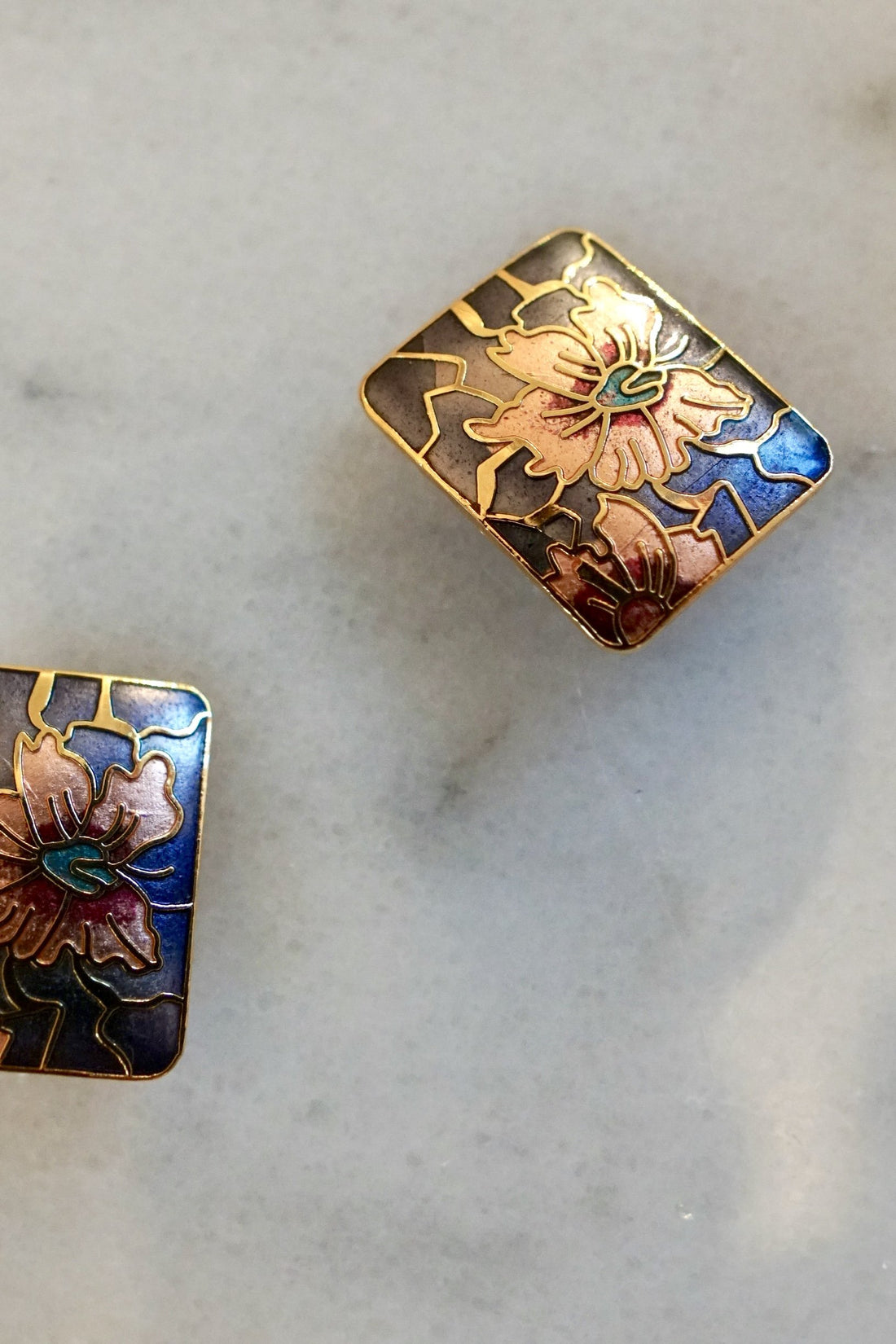 Vintage Cloisonne Floral Earrings-closiTherapi | vinTage