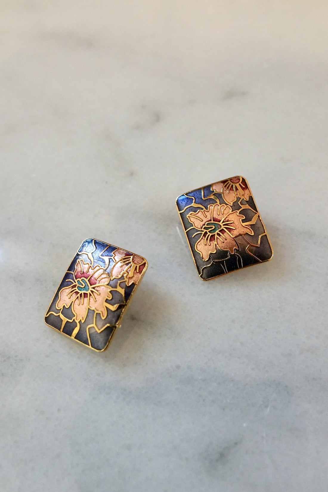 Vintage Cloisonne Floral Earrings-closiTherapi | vinTage