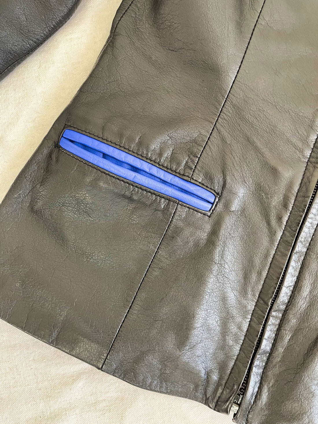 Vintage Cobalt Leather Racer Jacket-closiTherapi | vinTage