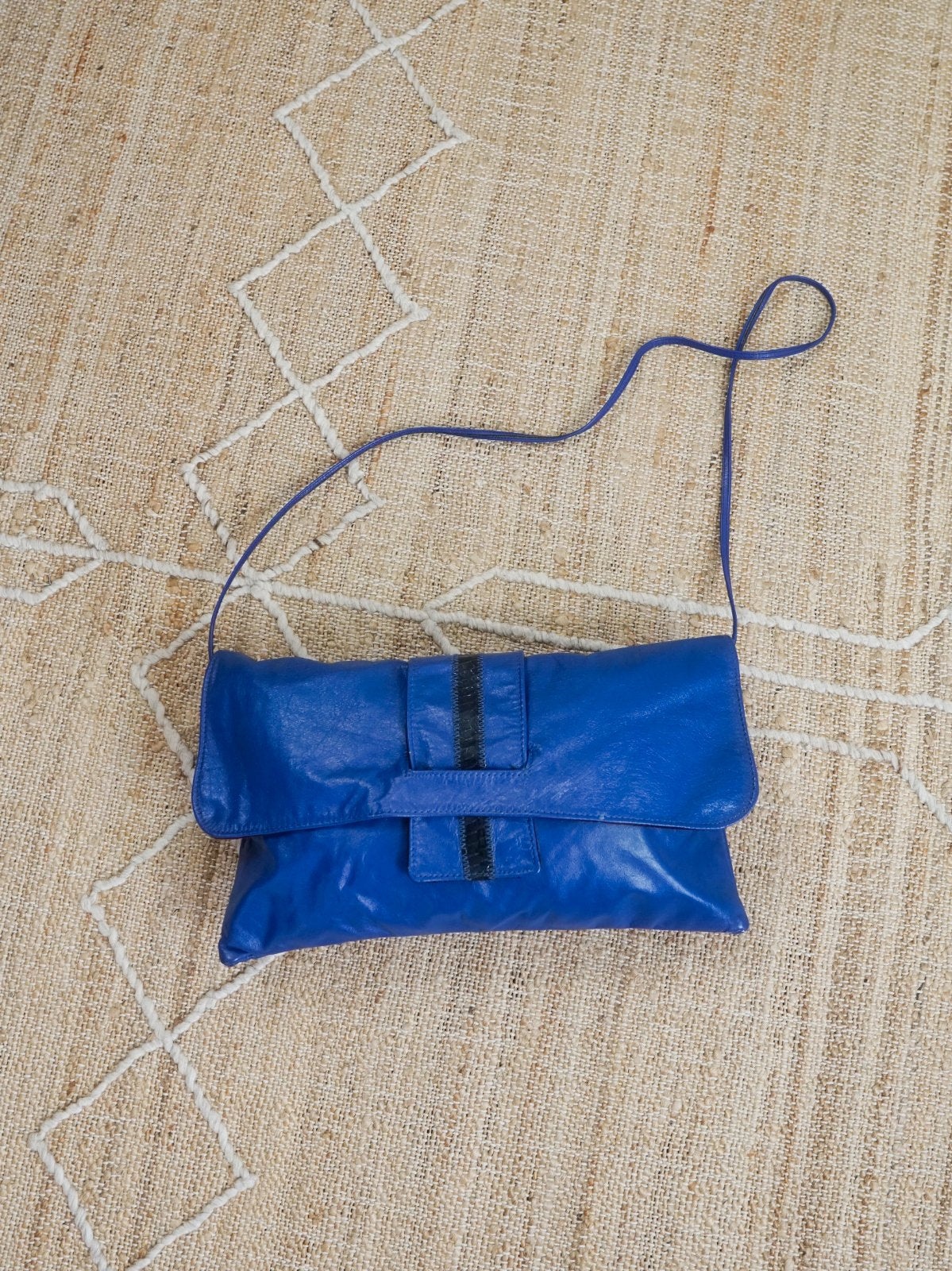 Vintage Cobalt Snakeskin Leather Bag-closiTherapi | vinTage