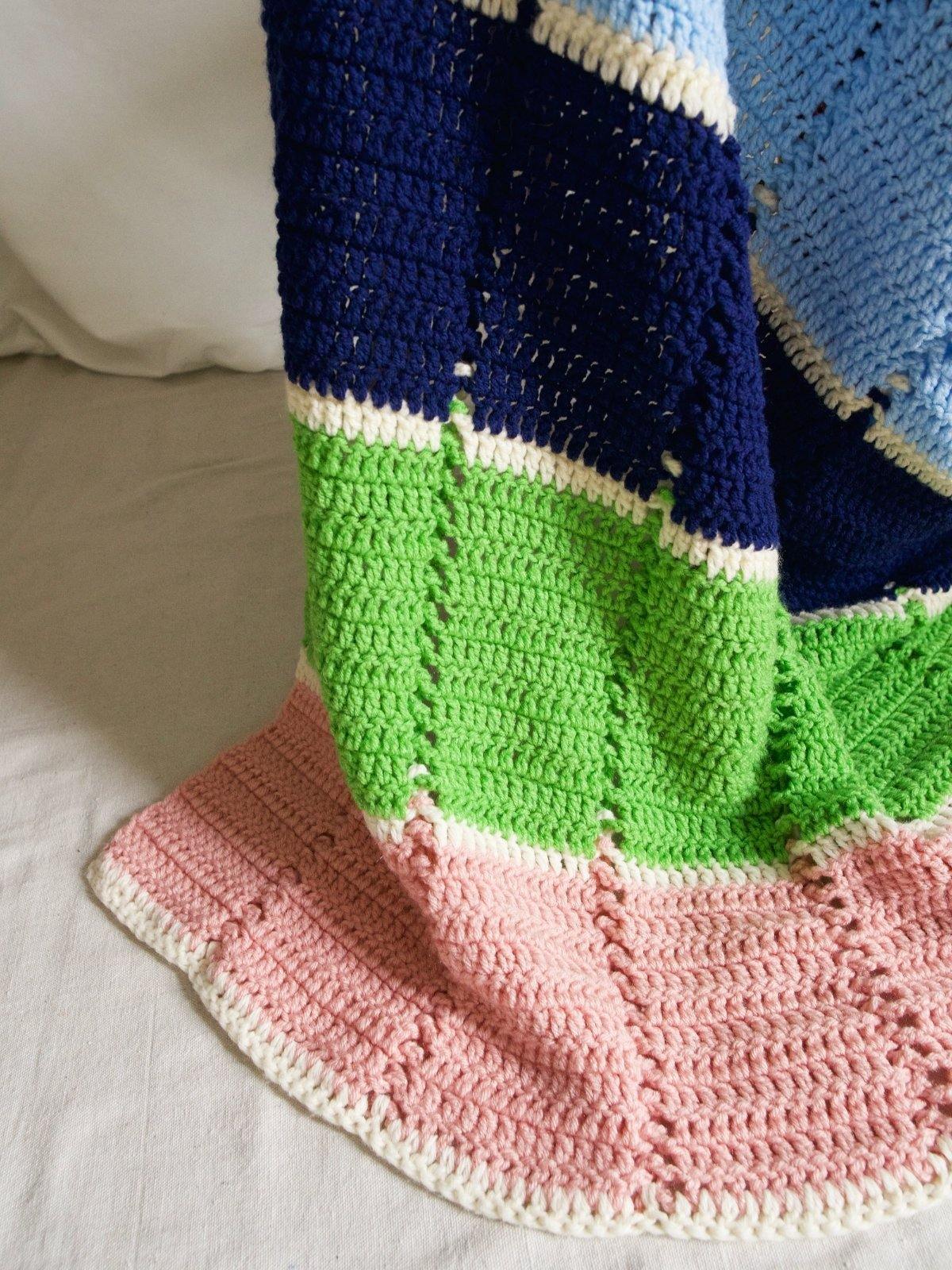 Vintage Colorblock Chain Stitch Throw Blanket – therapi