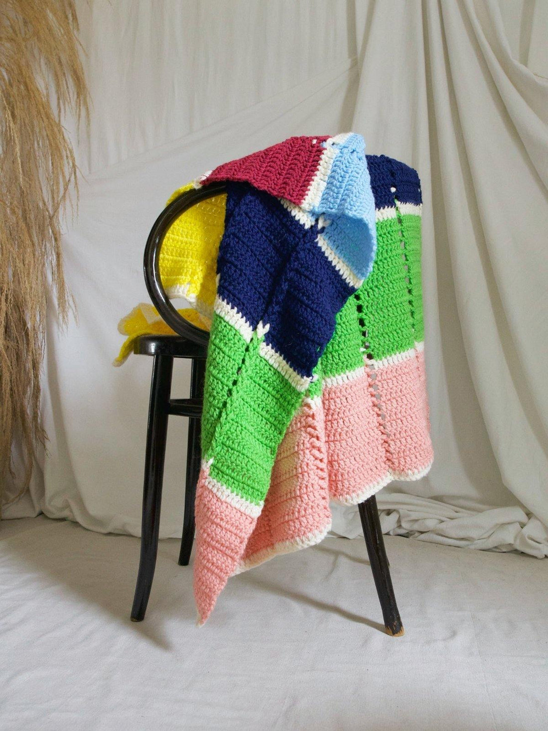 Vintage Colorblock Chain Stitch Throw Blanket-closiTherapi | vinTage