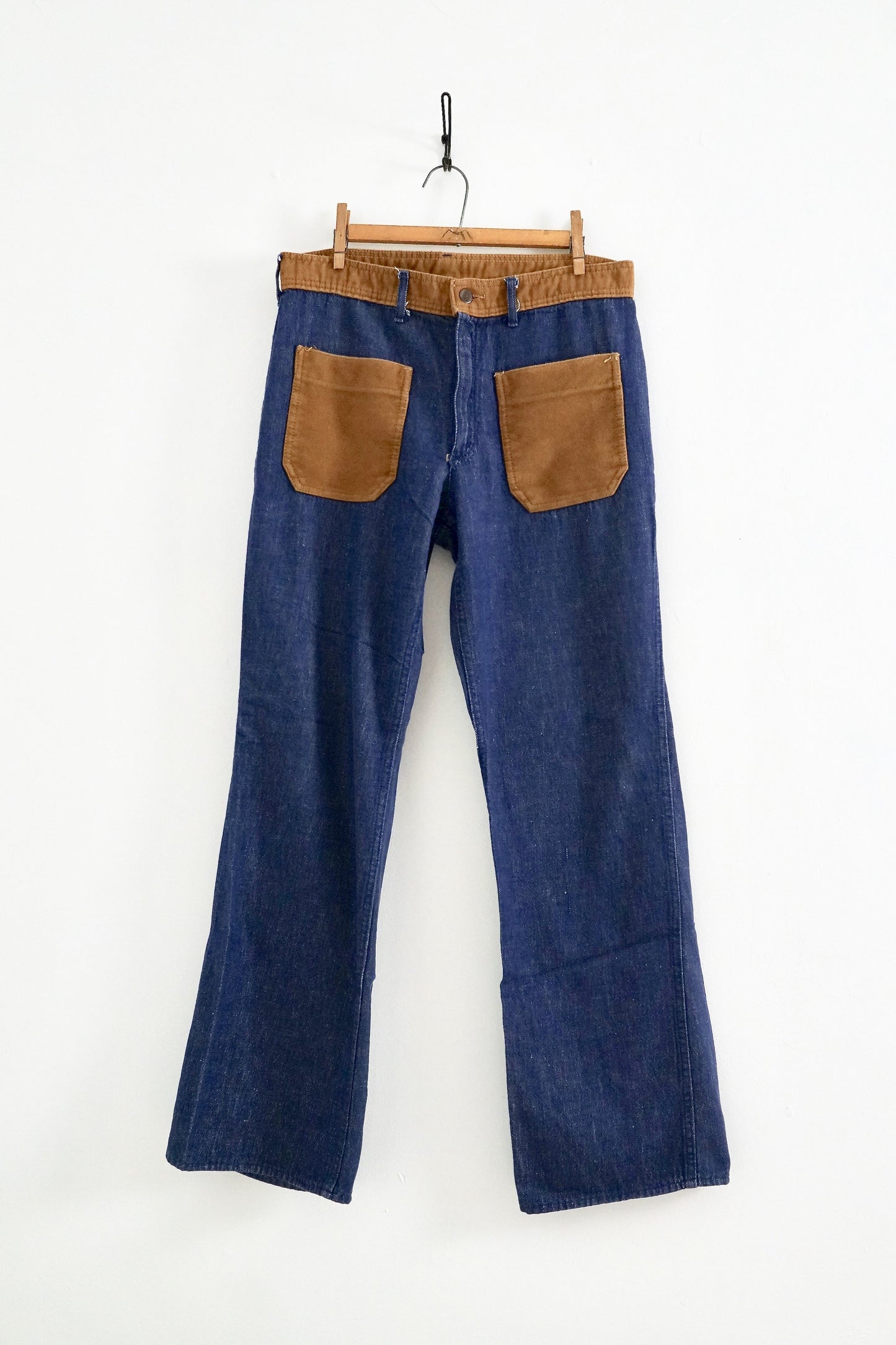 Vintage Contrast Pocket Denim Jeans - 33