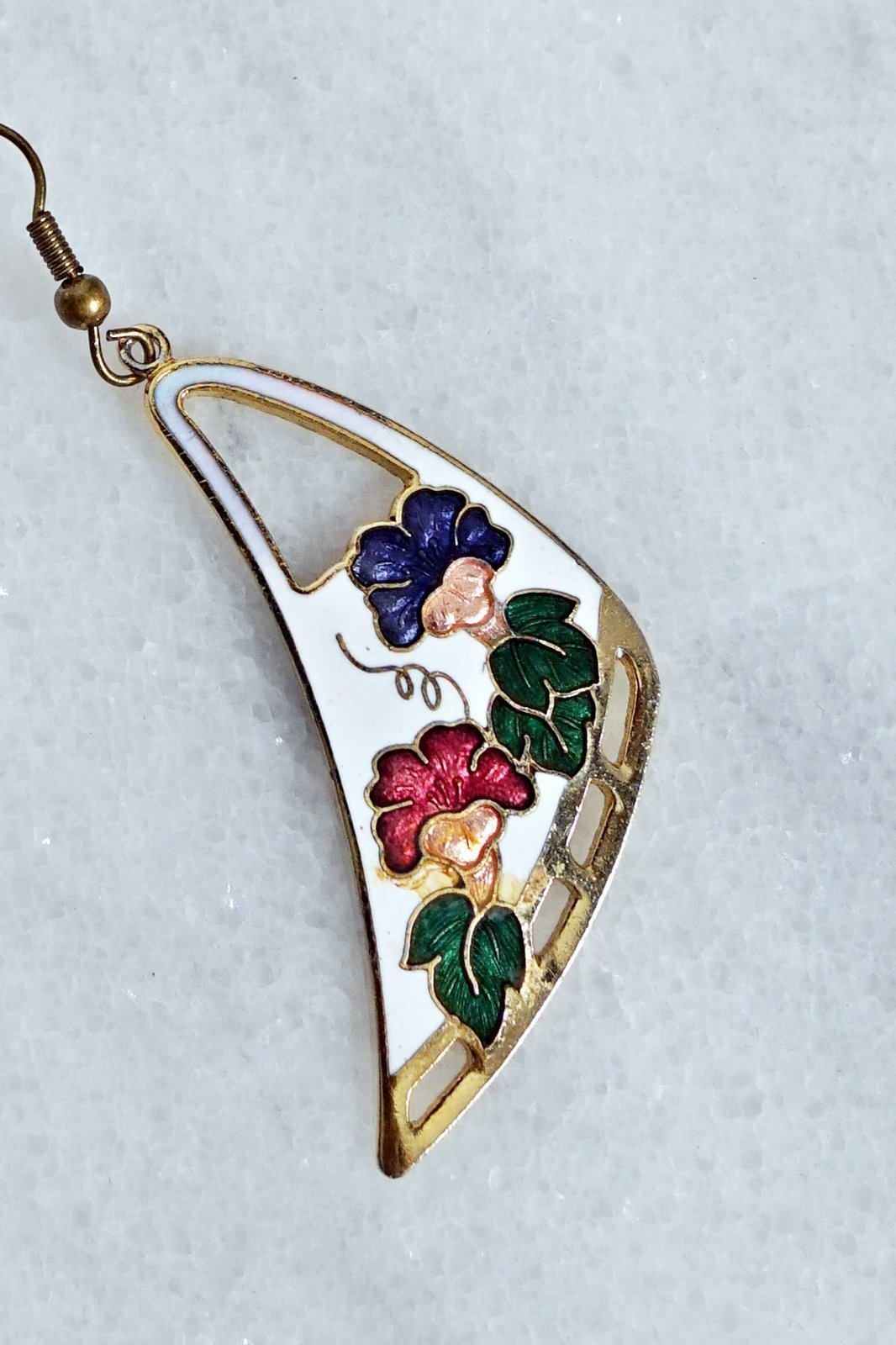 Vintage Crescent Cloisonne Earrings-closiTherapi | vinTage