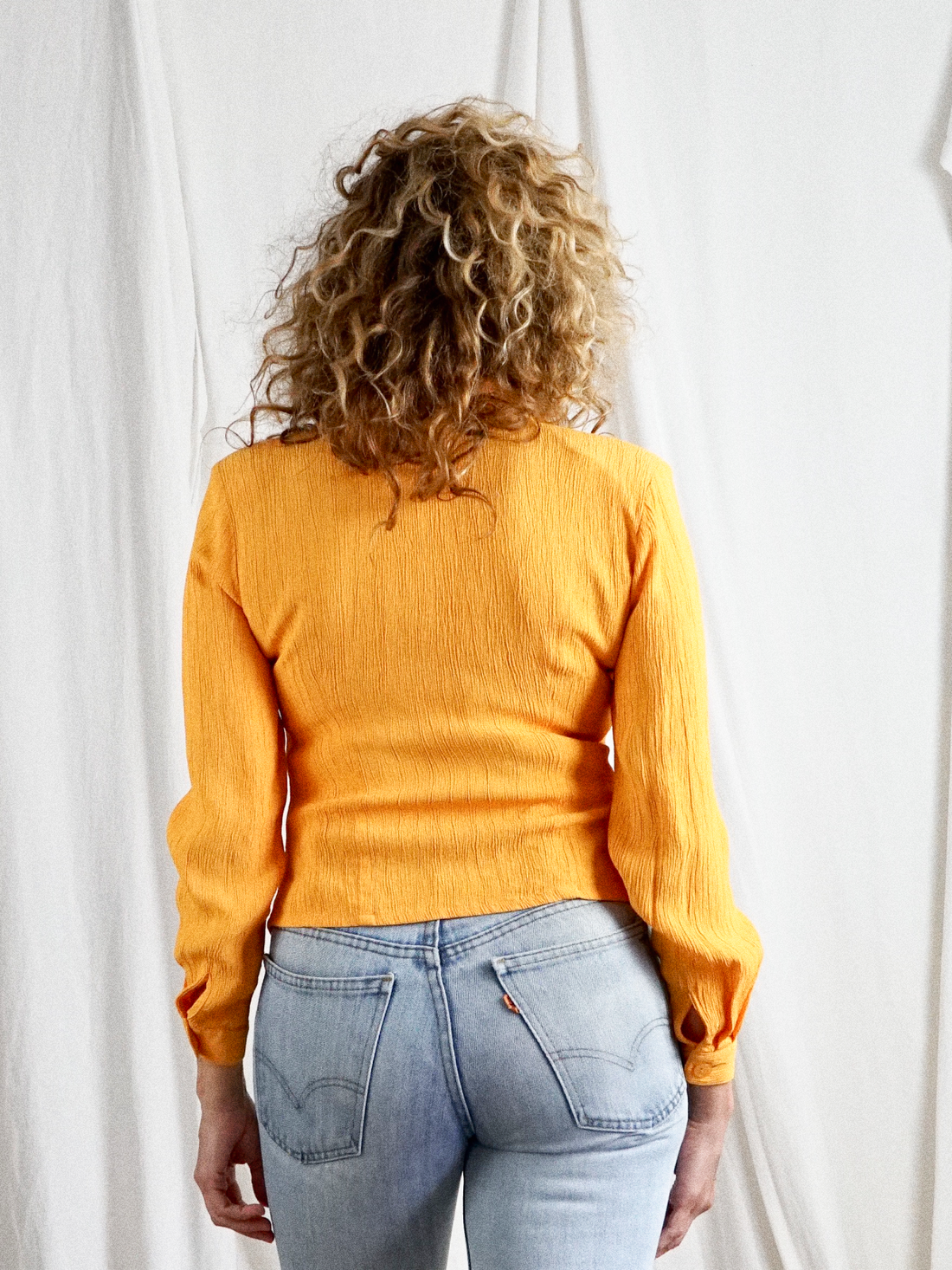 Vintage Dandelion Yellow Crinkle Blouse-closiTherapi | vinTage
