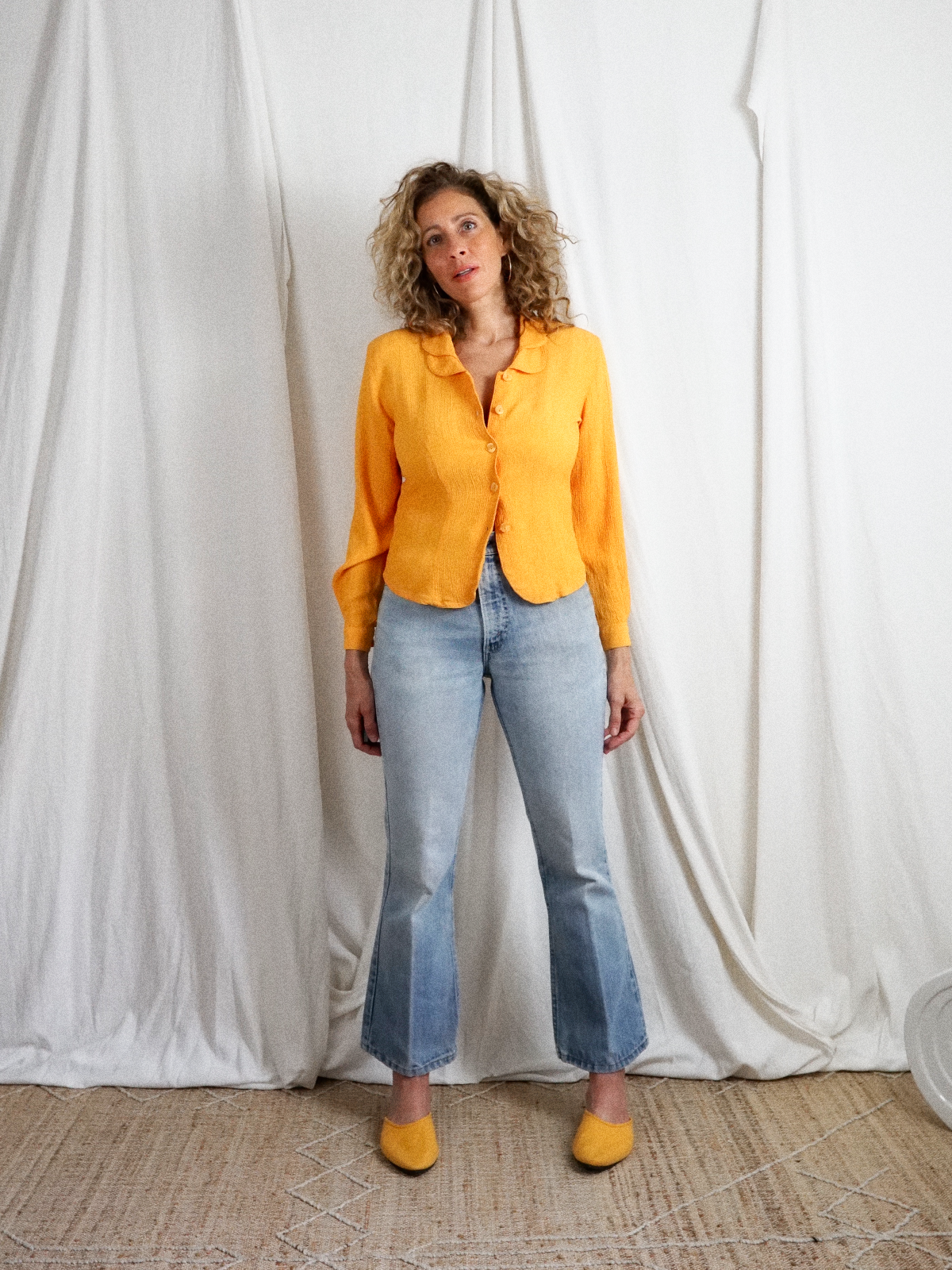 Vintage Dandelion Yellow Crinkle Blouse-closiTherapi | vinTage
