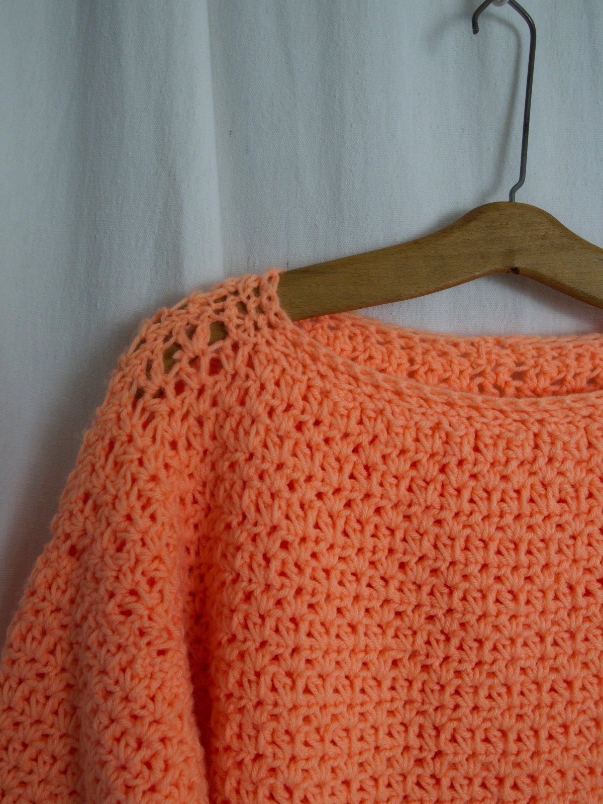 Vintage Day-Glo Melon Handknit Sweater-closiTherapi | vinTage