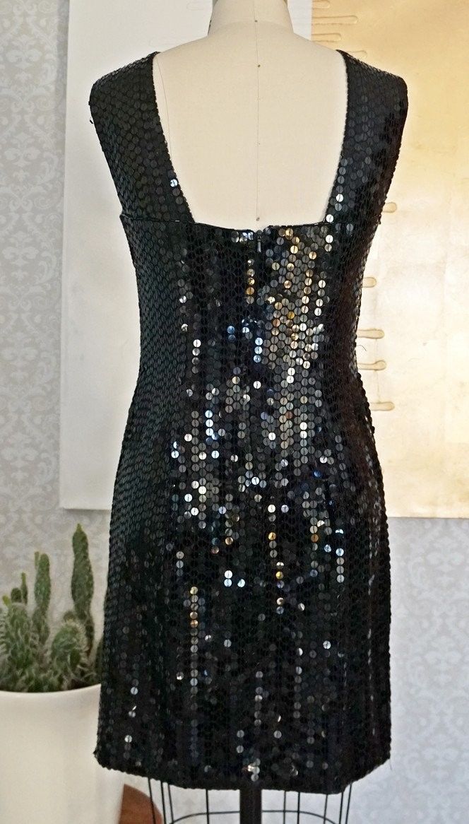 Vintage Dazzle Black Sequin Dress-closiTherapi | vinTage