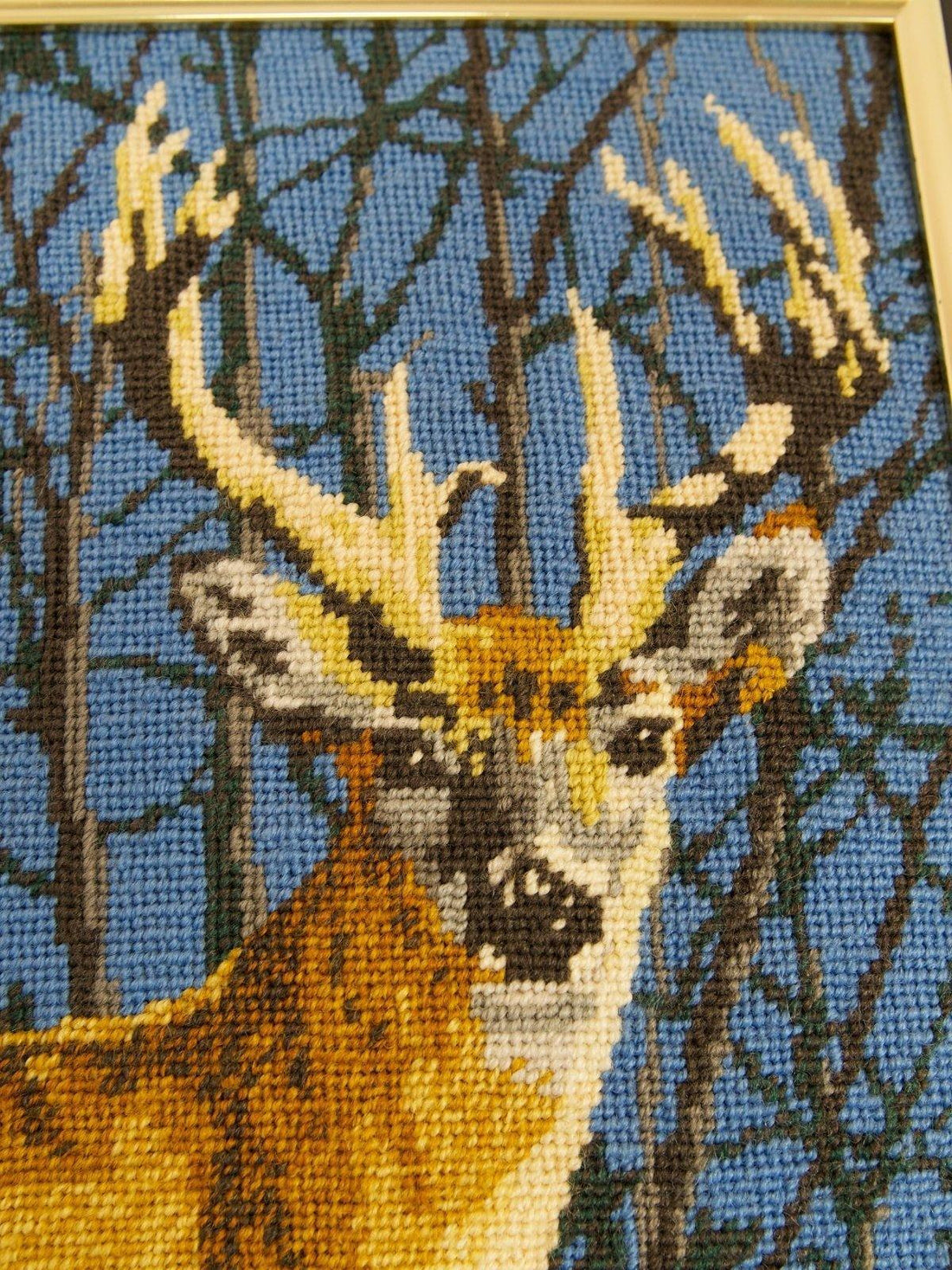 Vintage Deer Framed Needlepoint-closiTherapi | vinTage