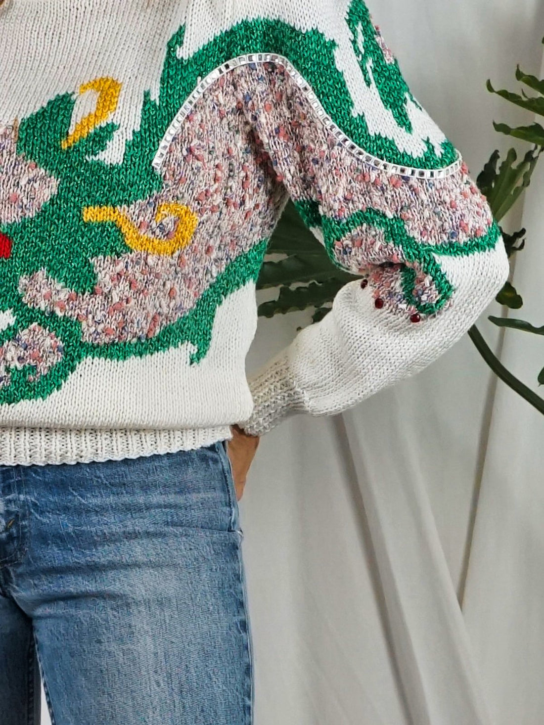 Vintage Dragon Bejeweled Handknit Sweater-closiTherapi | vinTage