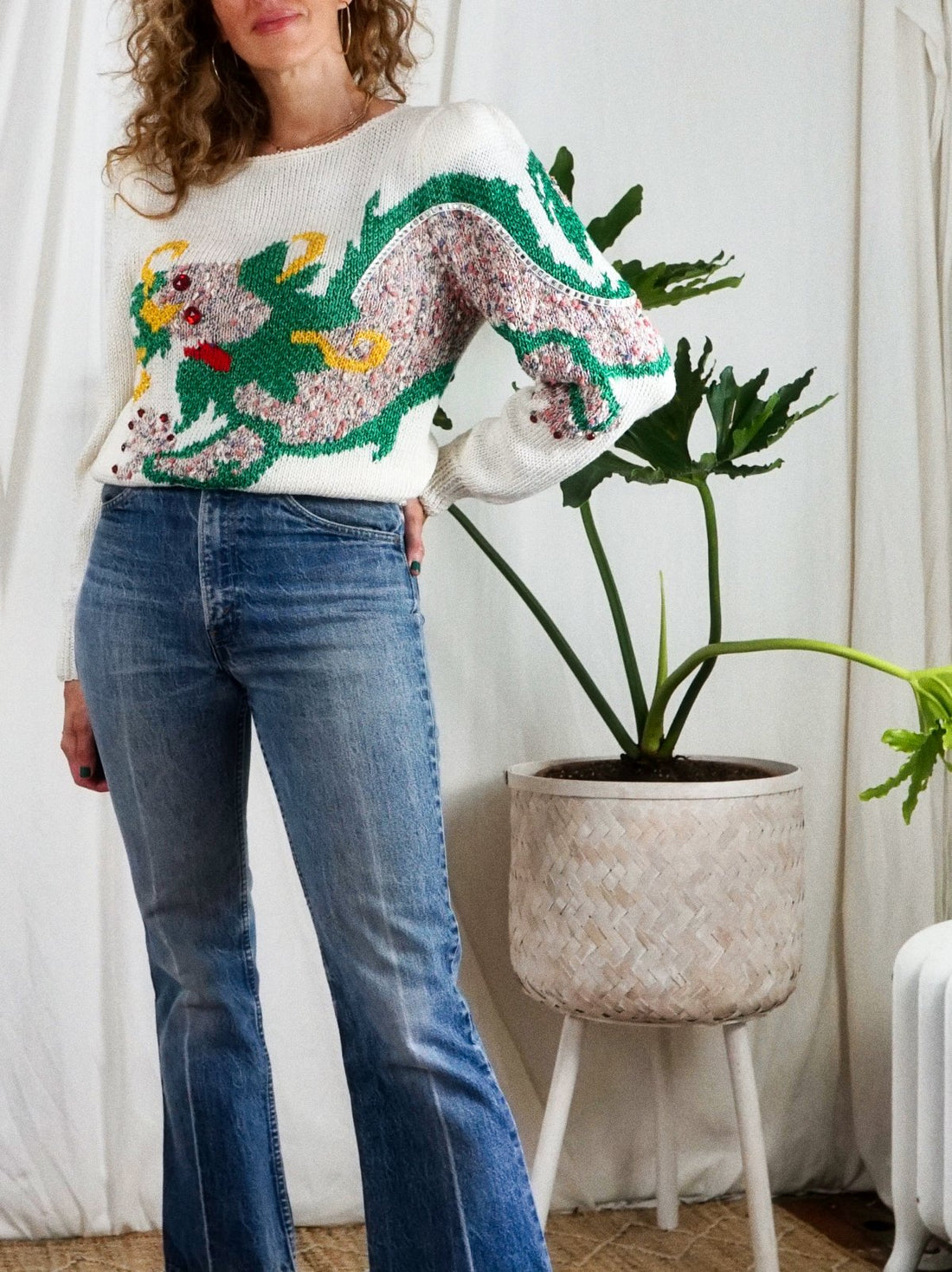 Vintage Dragon Bejeweled Handknit Sweater-closiTherapi | vinTage