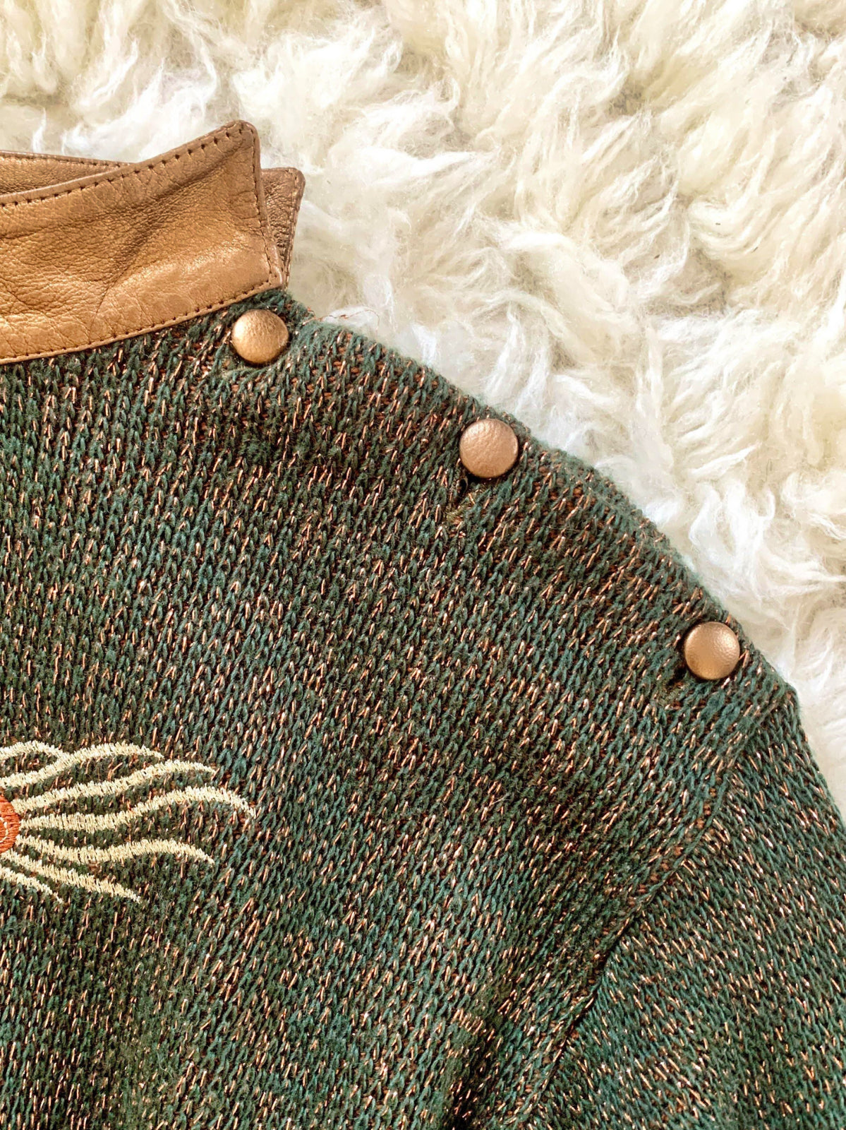 Vintage Dragon Metallic Leather Sweater-closiTherapi | vinTage