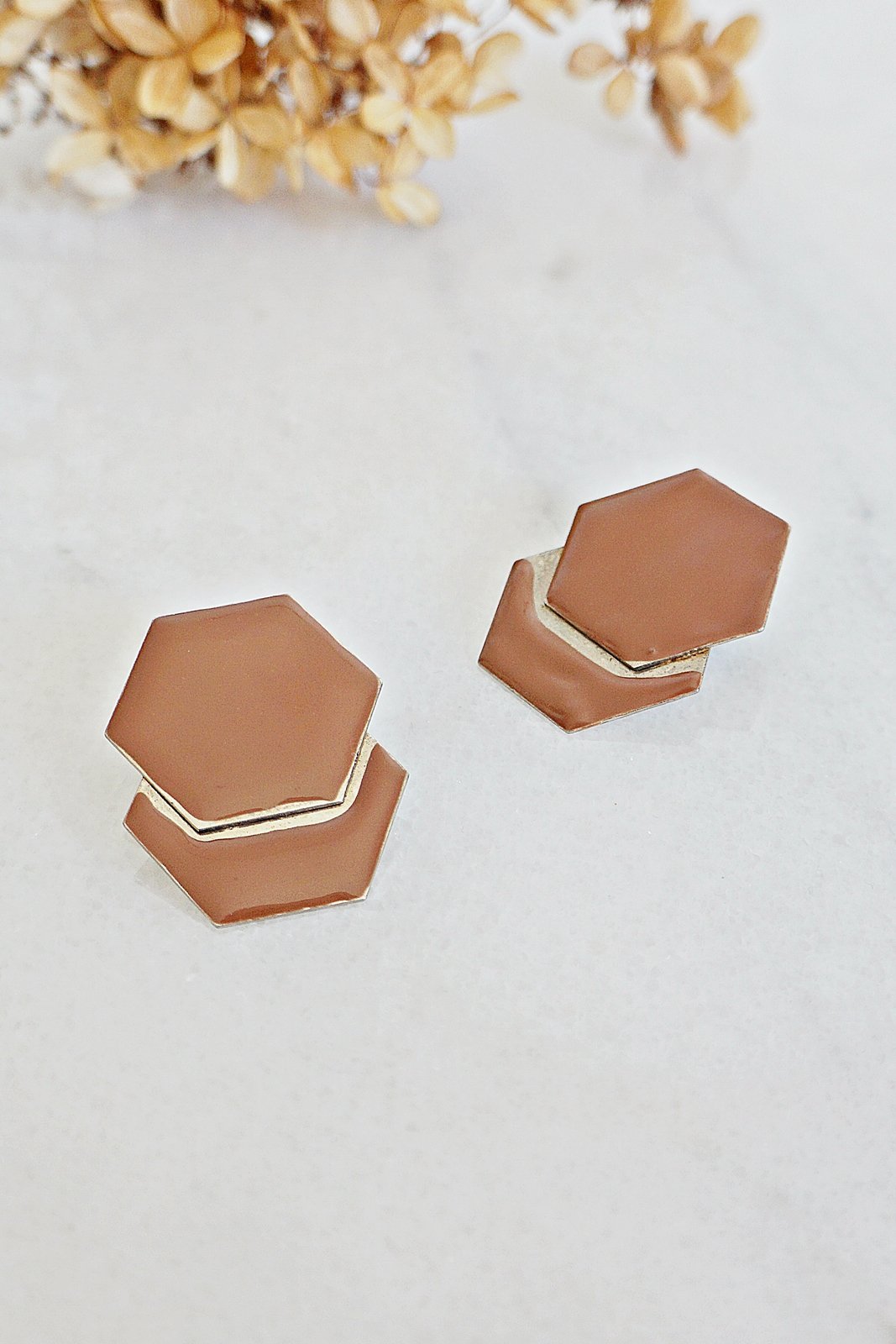 Vintage Dual Hexagon Enamel Earrings-closiTherapi | vinTage