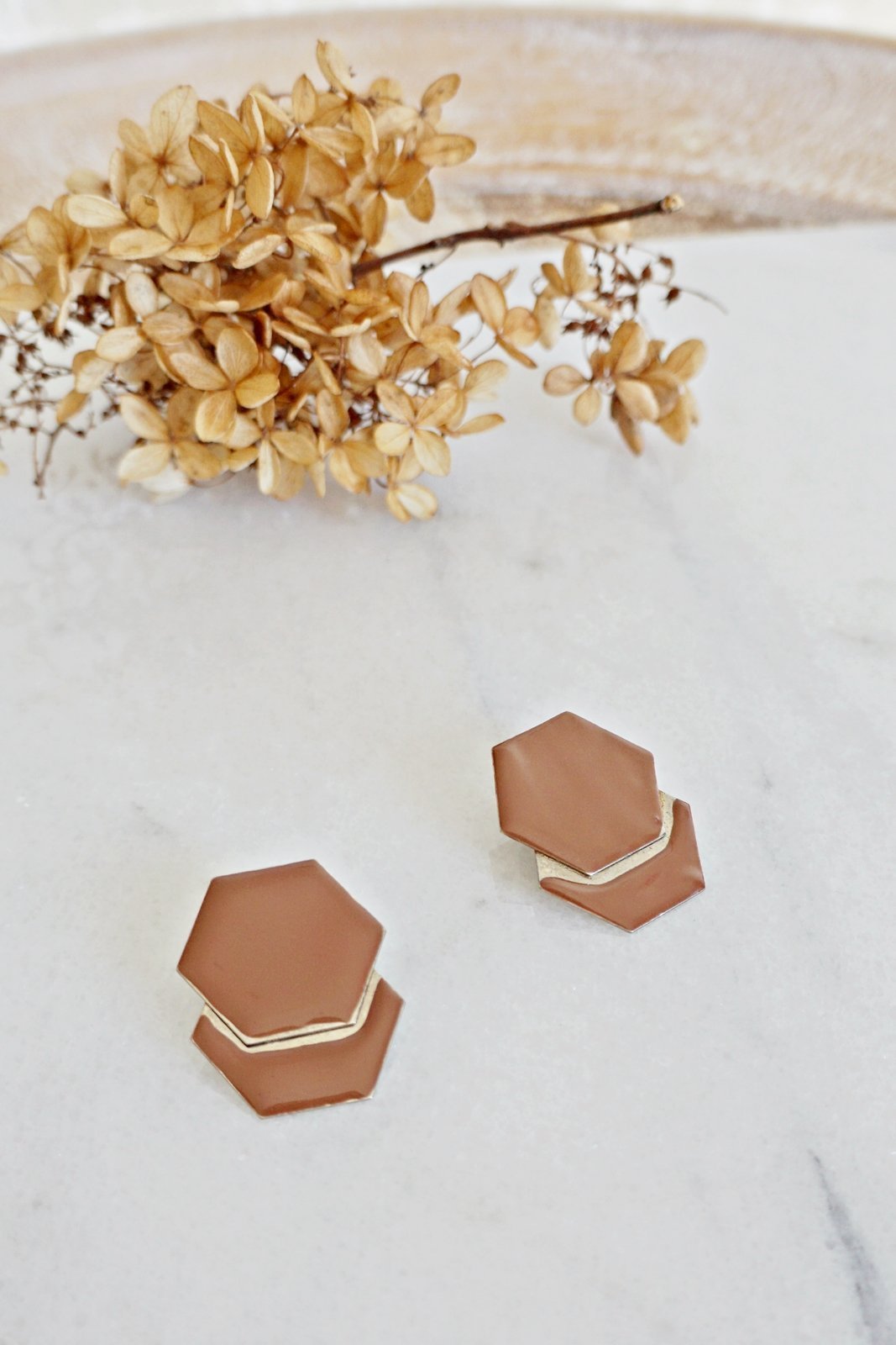 Vintage Dual Hexagon Enamel Earrings-closiTherapi | vinTage