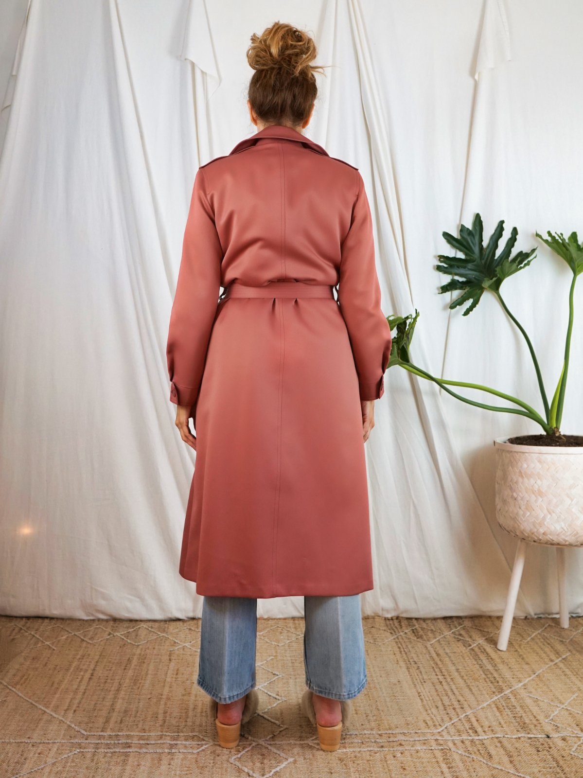 Vintage Dusty Rose Belted Trench Coat-closiTherapi | vinTage