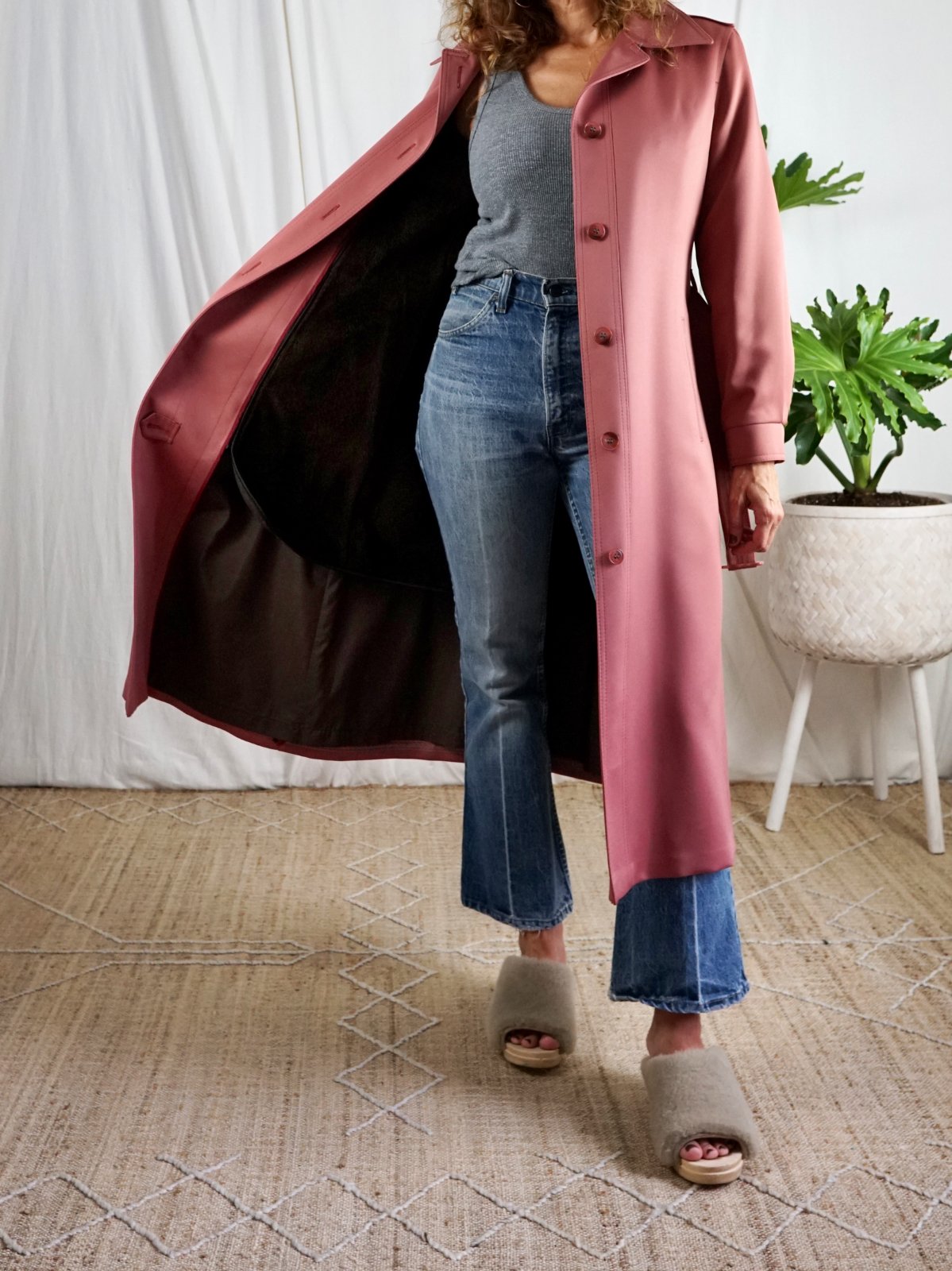Vintage Dusty Rose Belted Trench Coat-closiTherapi | vinTage