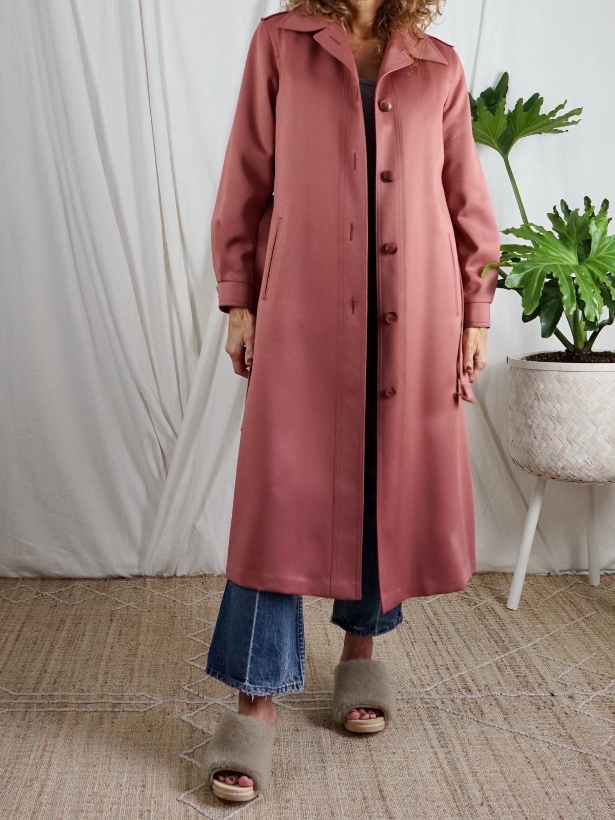 Vintage Dusty Rose Belted Trench Coat-closiTherapi | vinTage