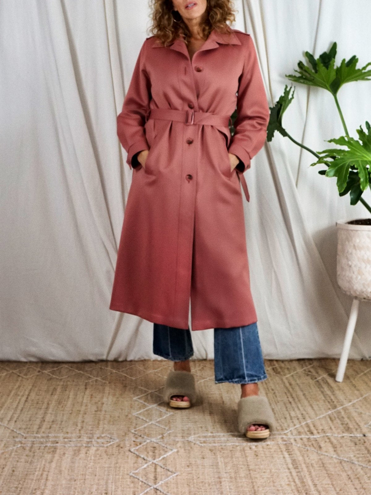 Vintage Dusty Rose Belted Trench Coat-closiTherapi | vinTage