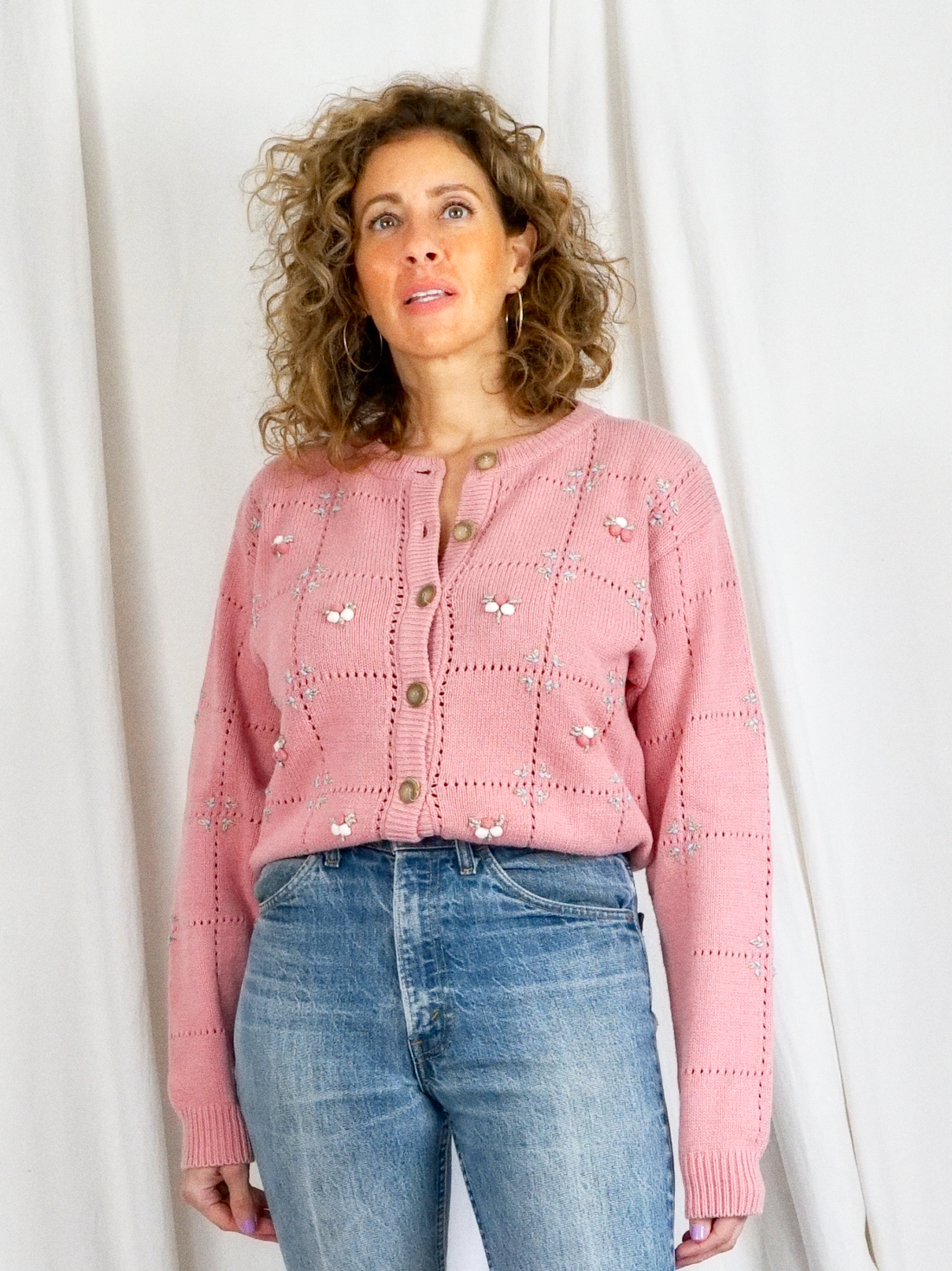 Vintage Dusty Rose Embroidered Sweater-closiTherapi | vinTage