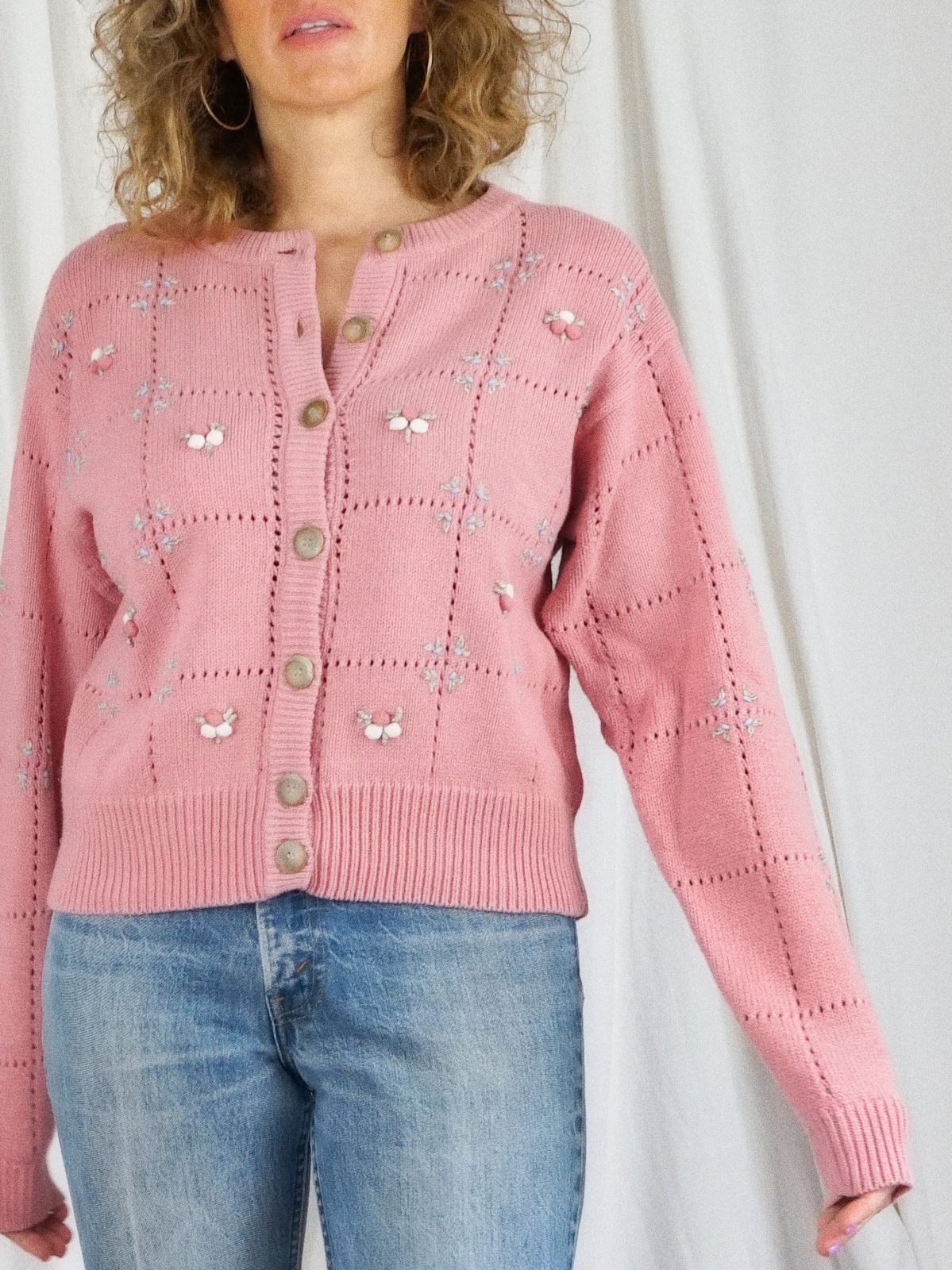 Vintage Dusty Rose Embroidered Sweater-closiTherapi | vinTage
