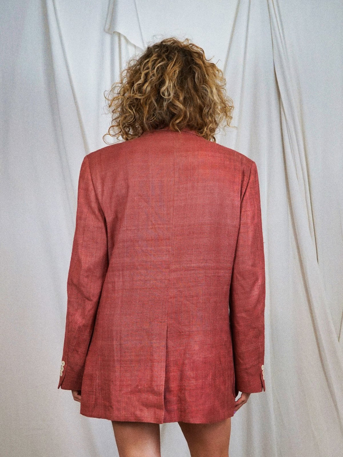 Vintage Dusty Rose Raw Silk Boyfriend Blazer-closiTherapi | vinTage