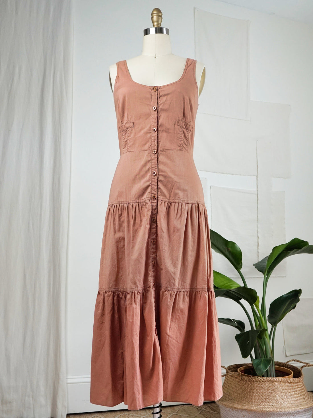 Vintage Dusty Rose Tiered Tank Dress-closiTherapi | vinTage