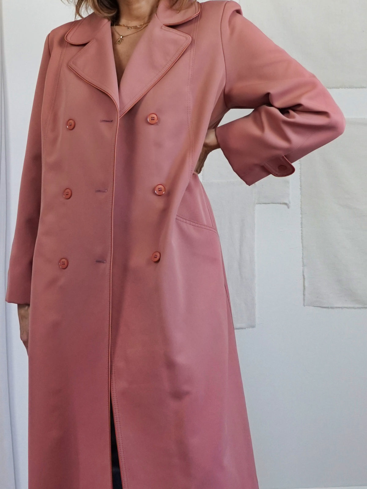 Vintage Dusty Rose Trench Coat-closiTherapi | vinTage