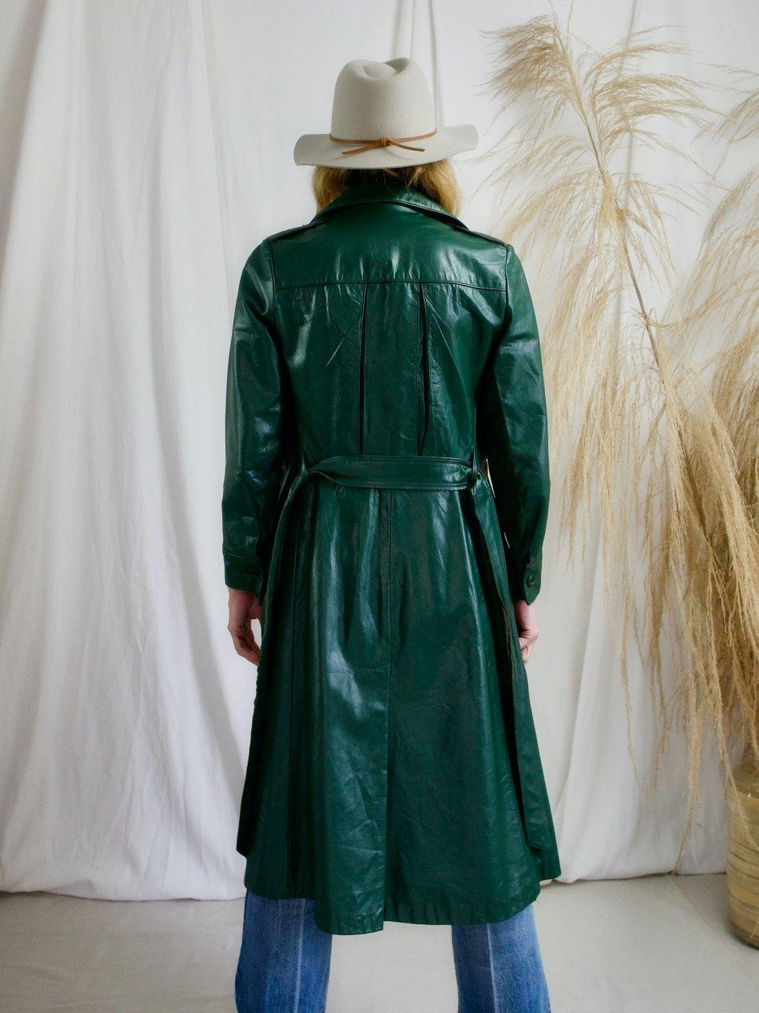 Vintage Evergreen Leather Trench Coat-closiTherapi | vinTage