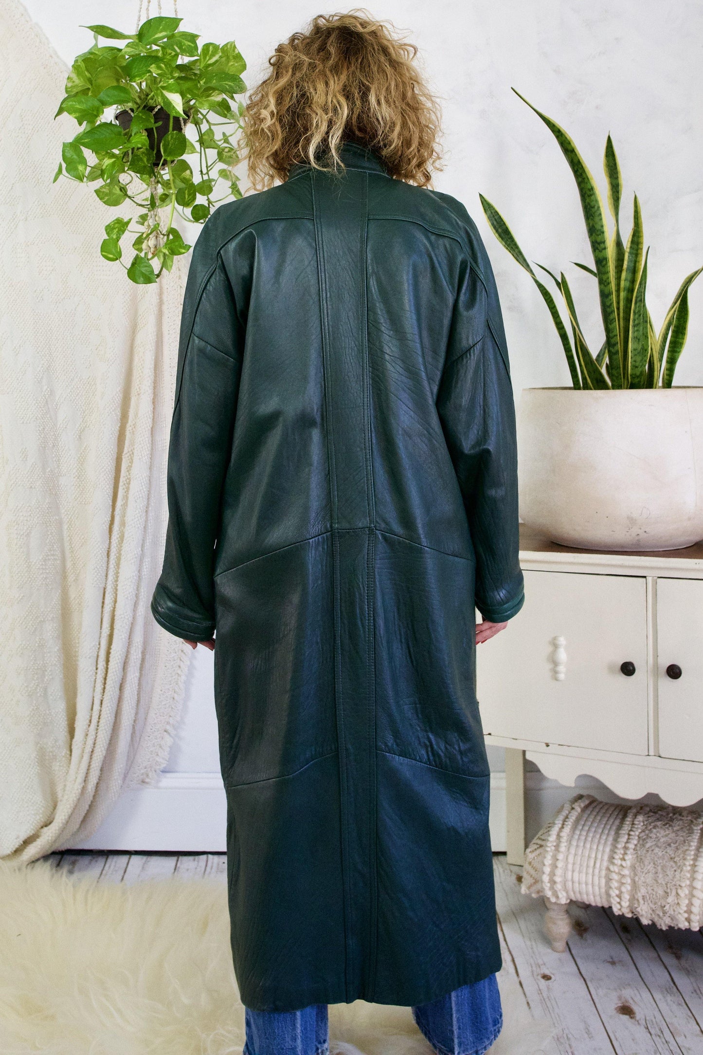 Vintage Evergreen Maxi Quilted Leather Coat-closiTherapi | vinTage