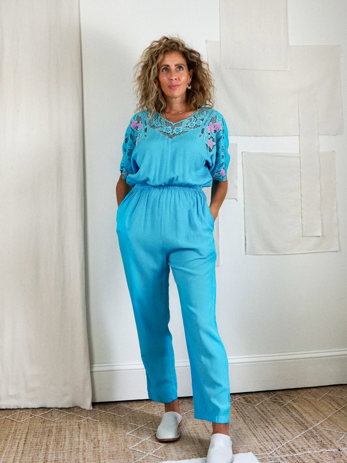 Vintage Floral Crochet Jumpsuit-closiTherapi | vinTage