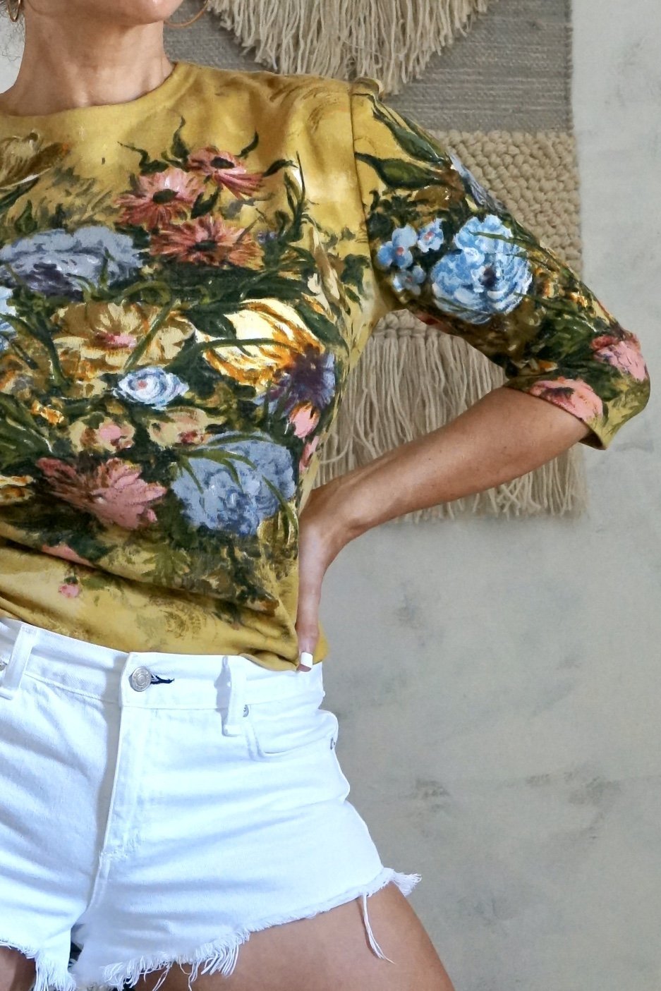 Vintage Floral Garden Watercolor Sweater-closiTherapi | vinTage