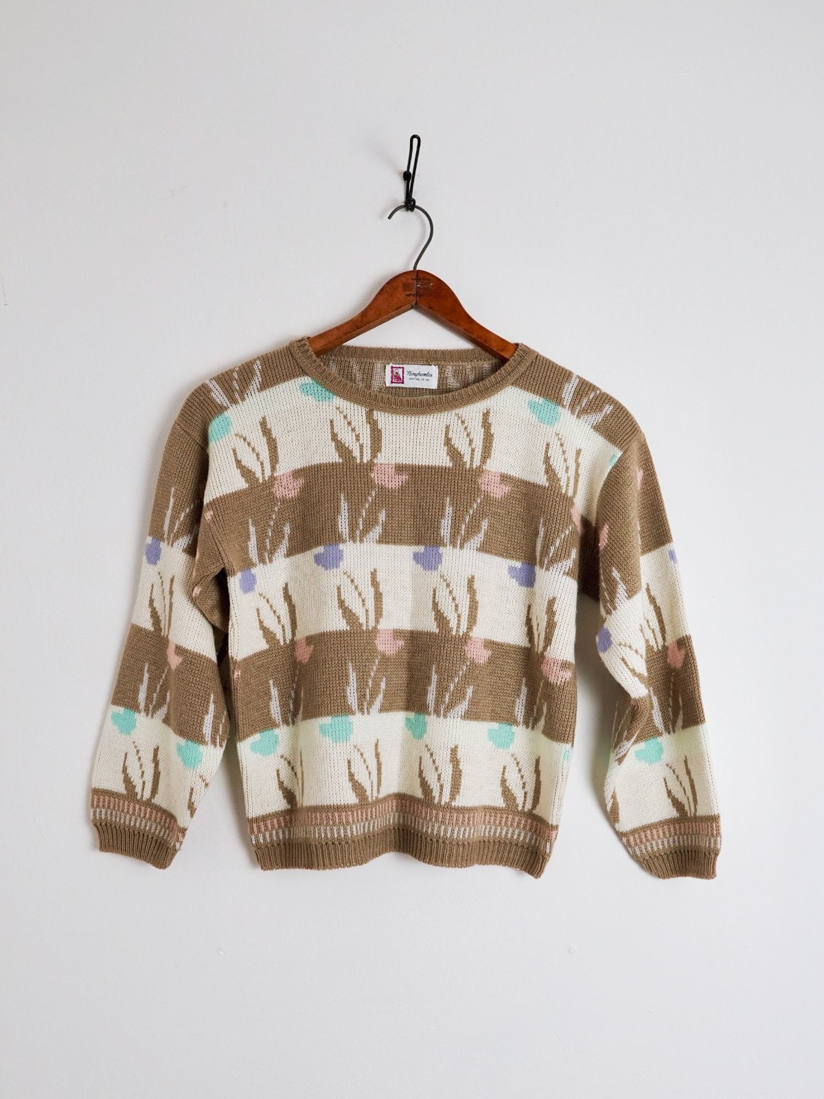Vintage Floral Tulip Pastel Sweater-closiTherapi | vinTage